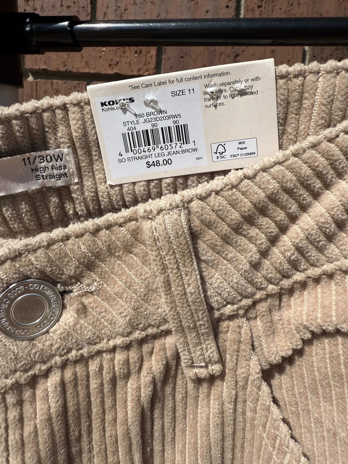 Other SO Juniors 11 Waist 30 High Rise Straight Tan Corduroy Pants Size 30" / US 8 / IT 44 - 3 Thumbnail