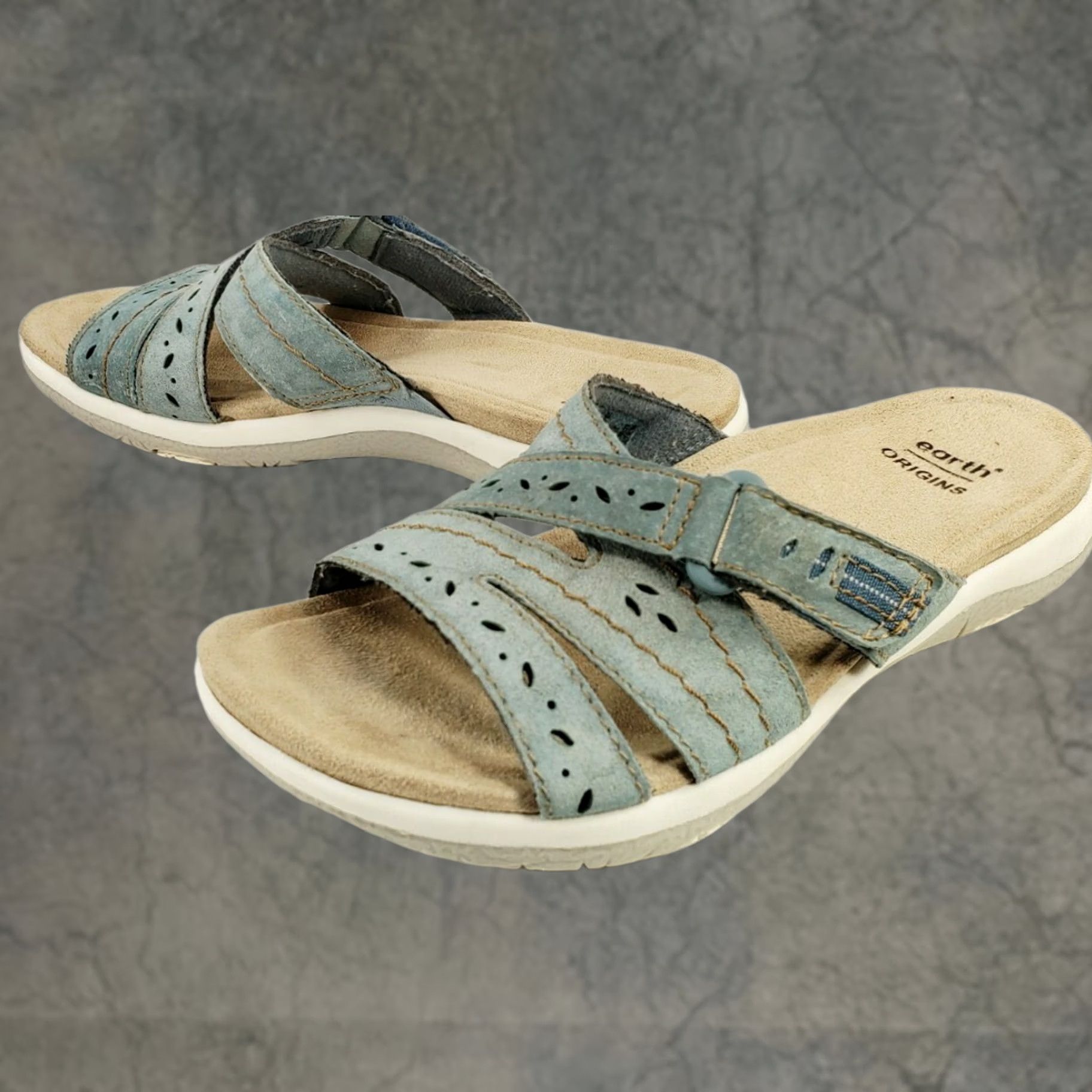 Vintage Earth Origins Savoy Shantel Slide Sandals Womens Morrocan Blue Tan 6M Size US 6 / IT 36 - 1 Thumbnail