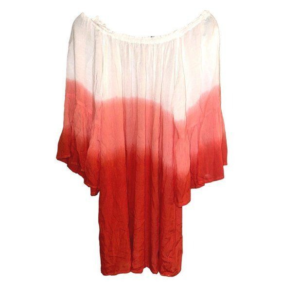 Other 7 Islands XL Dip Dye Red White Rayon Tunic Dress India Boho Size XL / US 12-14 / IT 48-50 - 10 Thumbnail