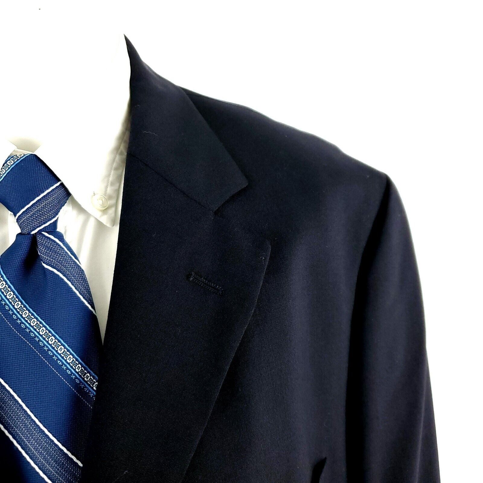 Alan Flusser Alan Flusser 3 Silver Gold Button Blazer 44L Solid Blue Size 44L - 2 Thumbnail