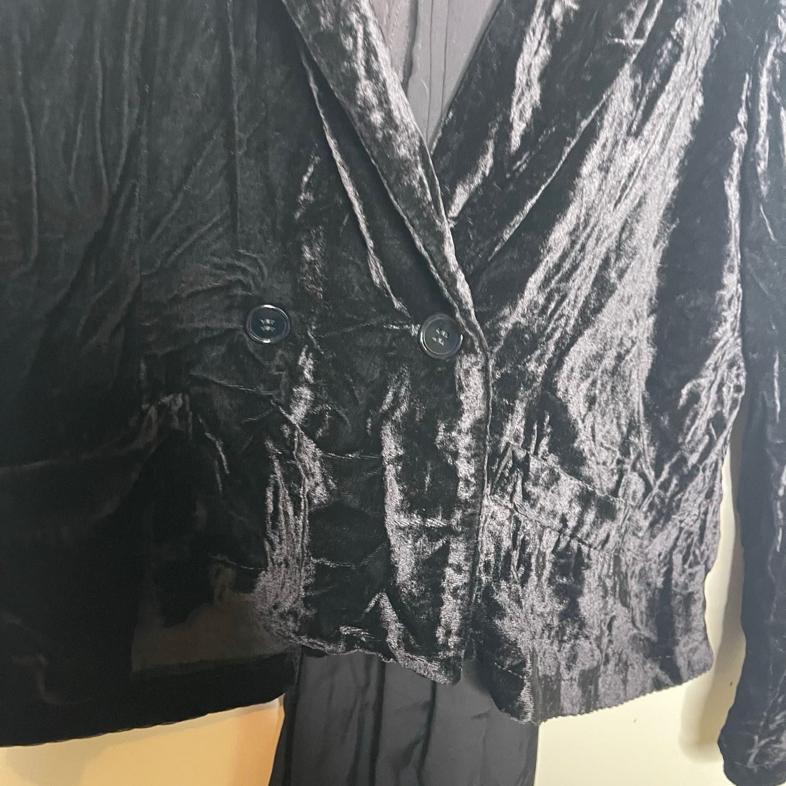 Limi Feu Limi Feu Yohji Yamamoto black velvet blazer silk pleated bac Size S / US 4 / IT 40 - 2 Thumbnail