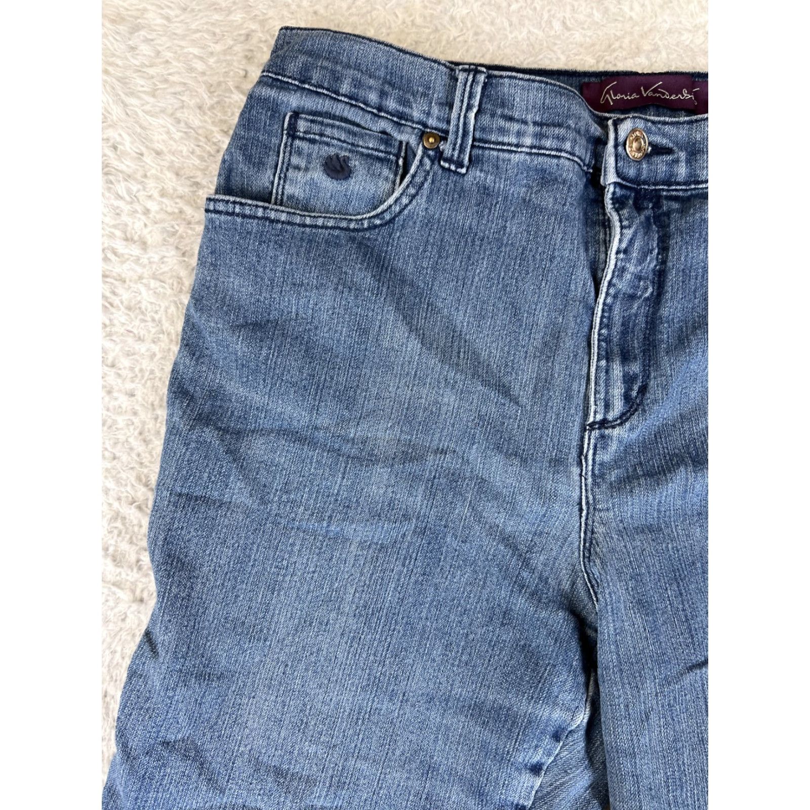 Gloria Vanderbilt Gloria Vanderbilt Jeans Womens 12 Blue Cotton Blend Straight Leg Mid Rise 5-Pocket Designer American Regular Size 34" / US 12 / IT 48 - 3 Thumbnail