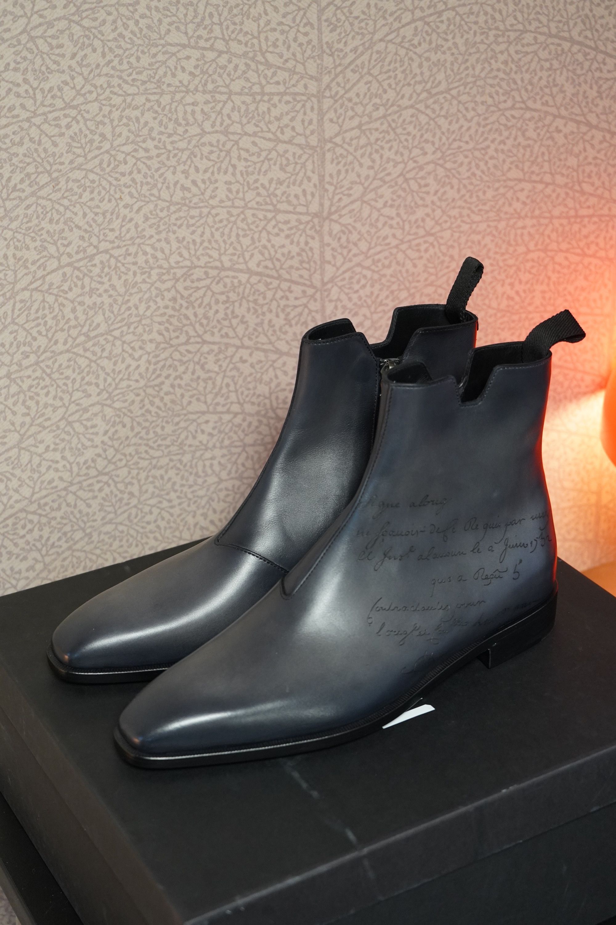 Berluti Berluti Demesure Scritto Leather Chelsea Boots Nero Grigio Size US 8.5 / EU 41-42 - 3 Thumbnail
