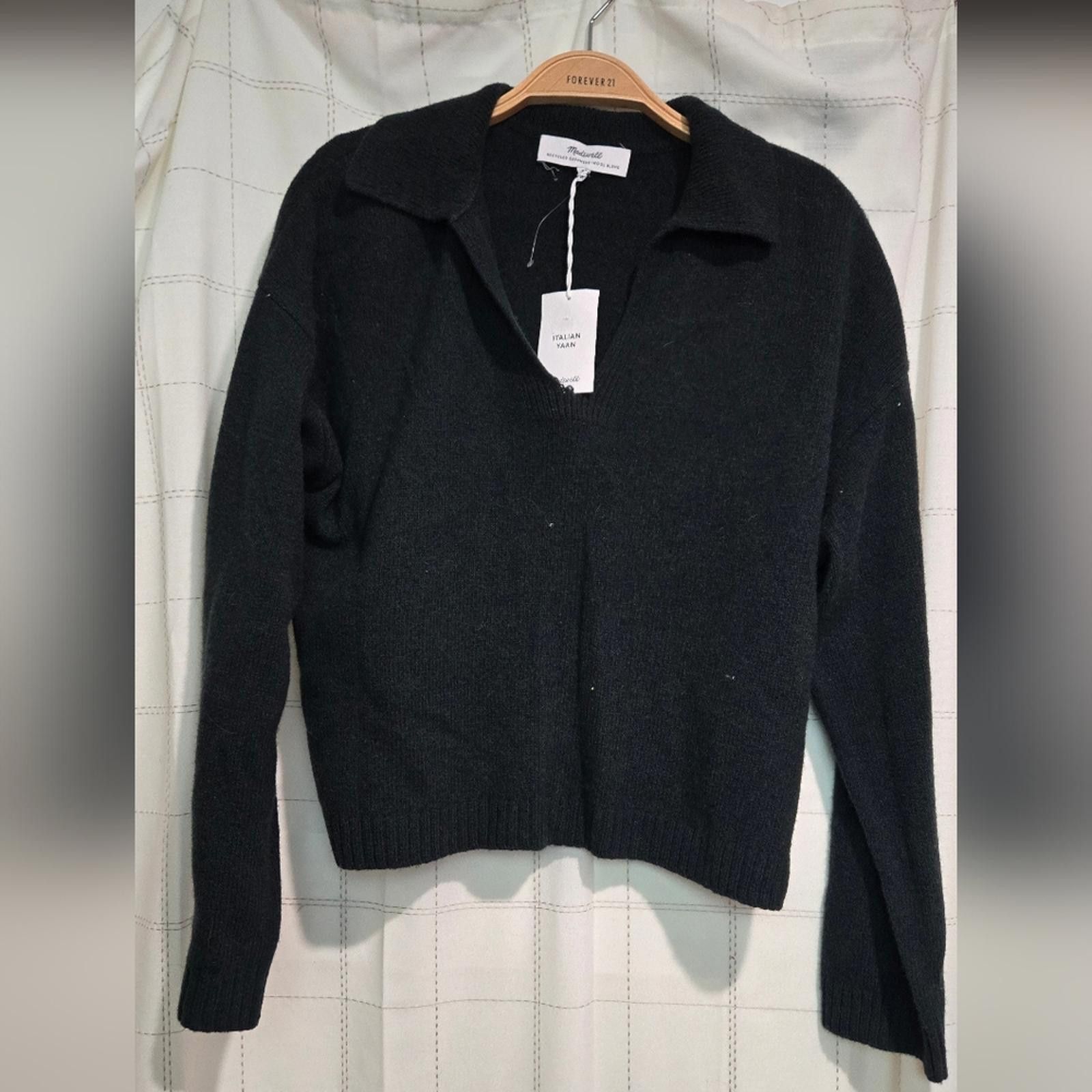Madewell Madewell Cashmere-Wool Blend Polo Sweater In Luxury Forest Size XS / US 0-2 / IT 36-38 - 2 Thumbnail