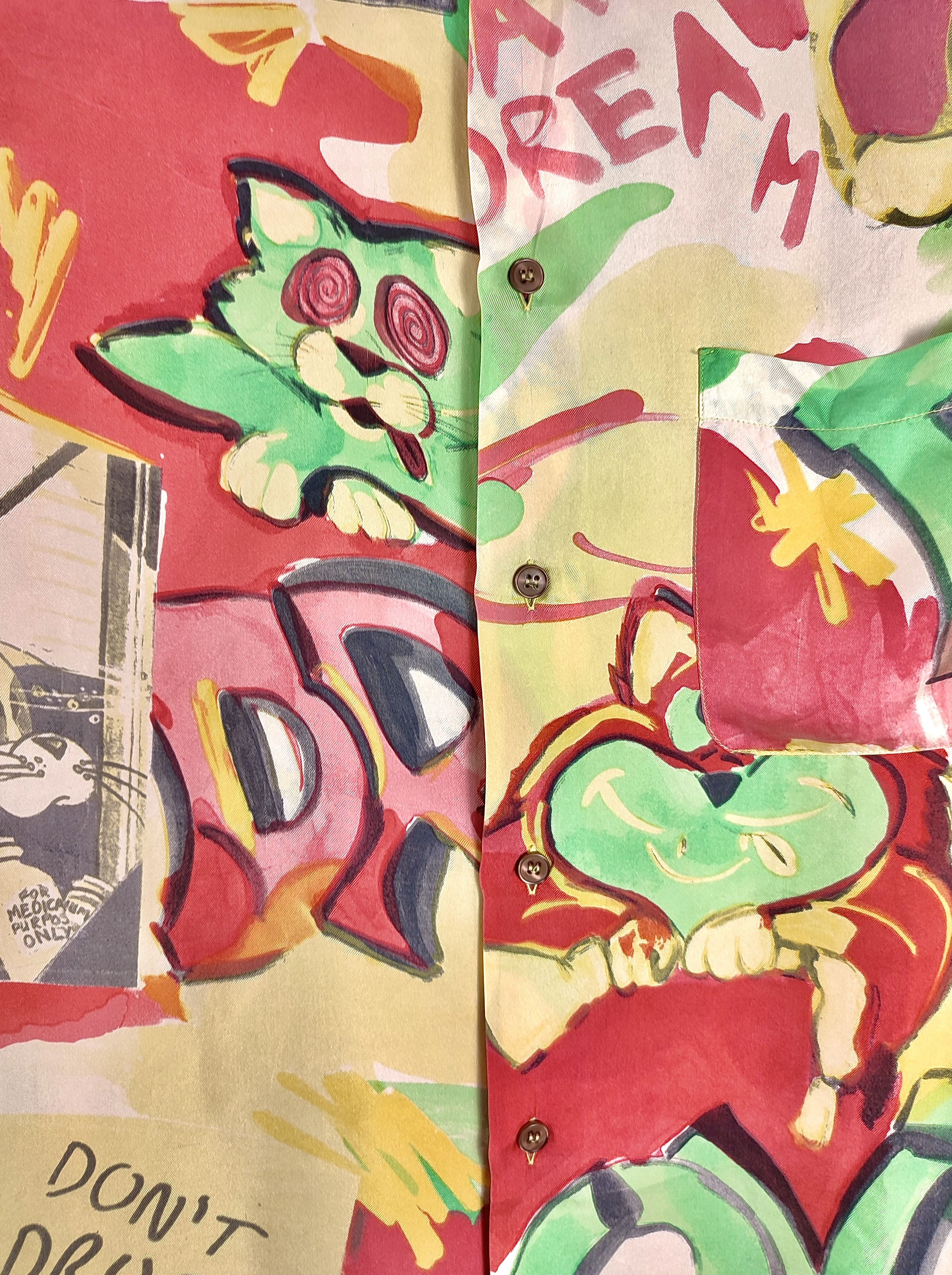 Iceberg 1992 Iceberg Silk Don’t Drug Out LSD Full Print Shirt 90s Size US L / EU 52-54 / 3 - 15 Thumbnail