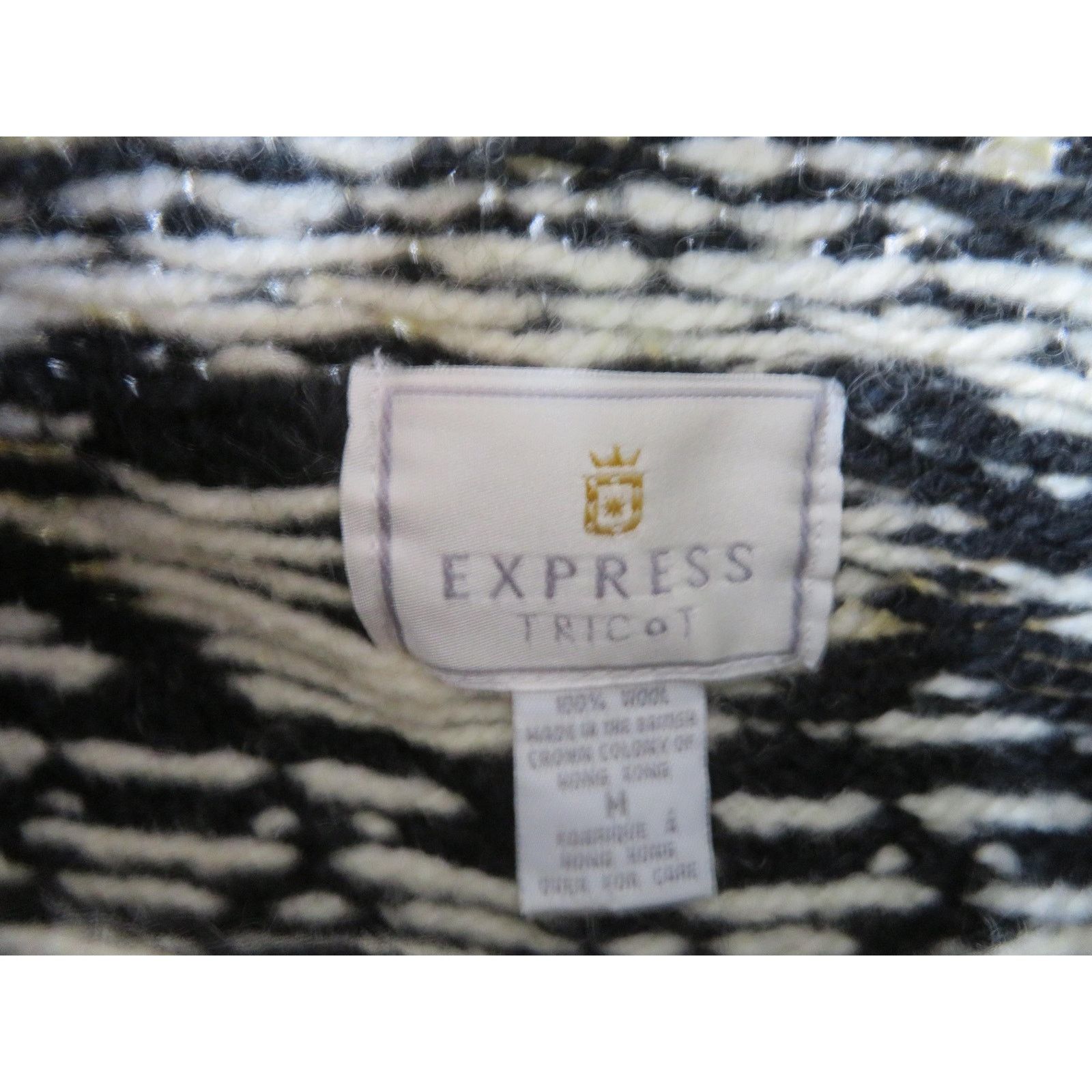 Other Express Tricot Mock Neck Geometric Sweater Knit Black M 90s Size M / US 6-8 / IT 42-44 - 3 Thumbnail