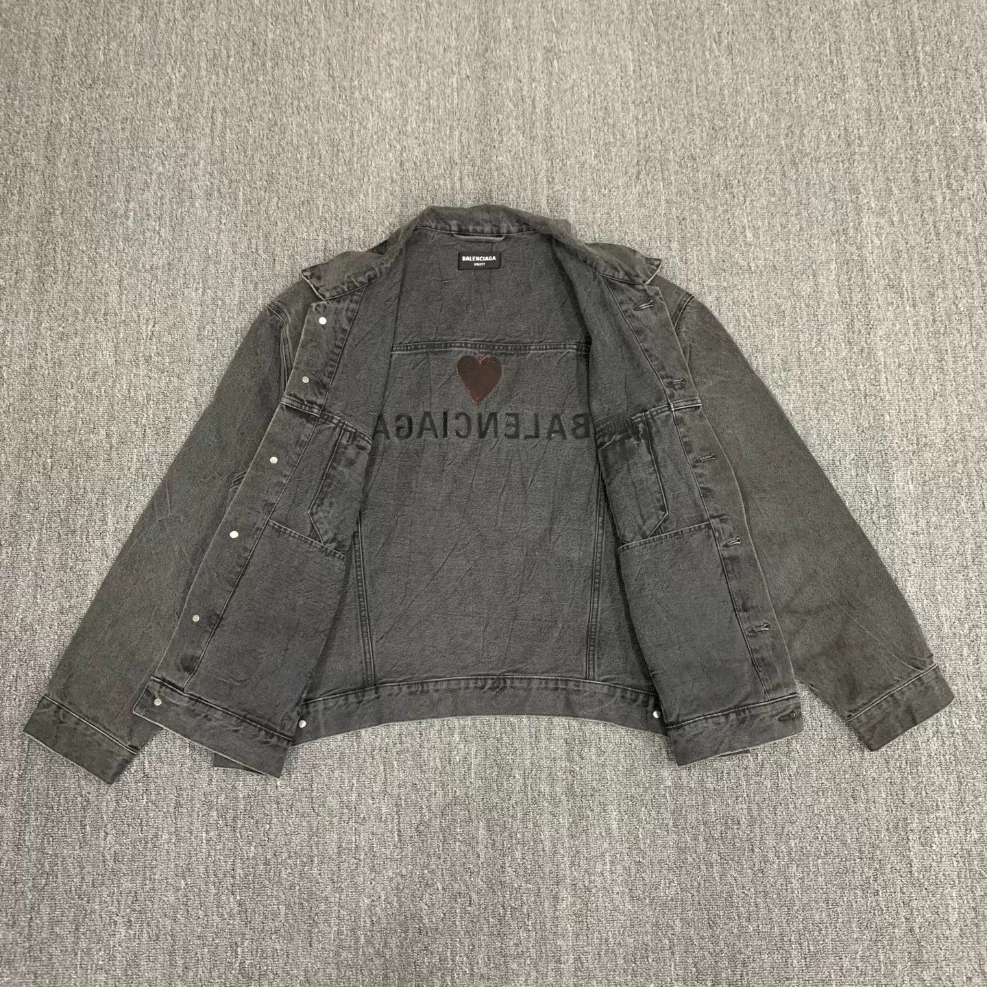 Balenciaga Balenciaga Washed Black Embroidered Denim Jacket Size S / US 4 / IT 40 - 6 Thumbnail
