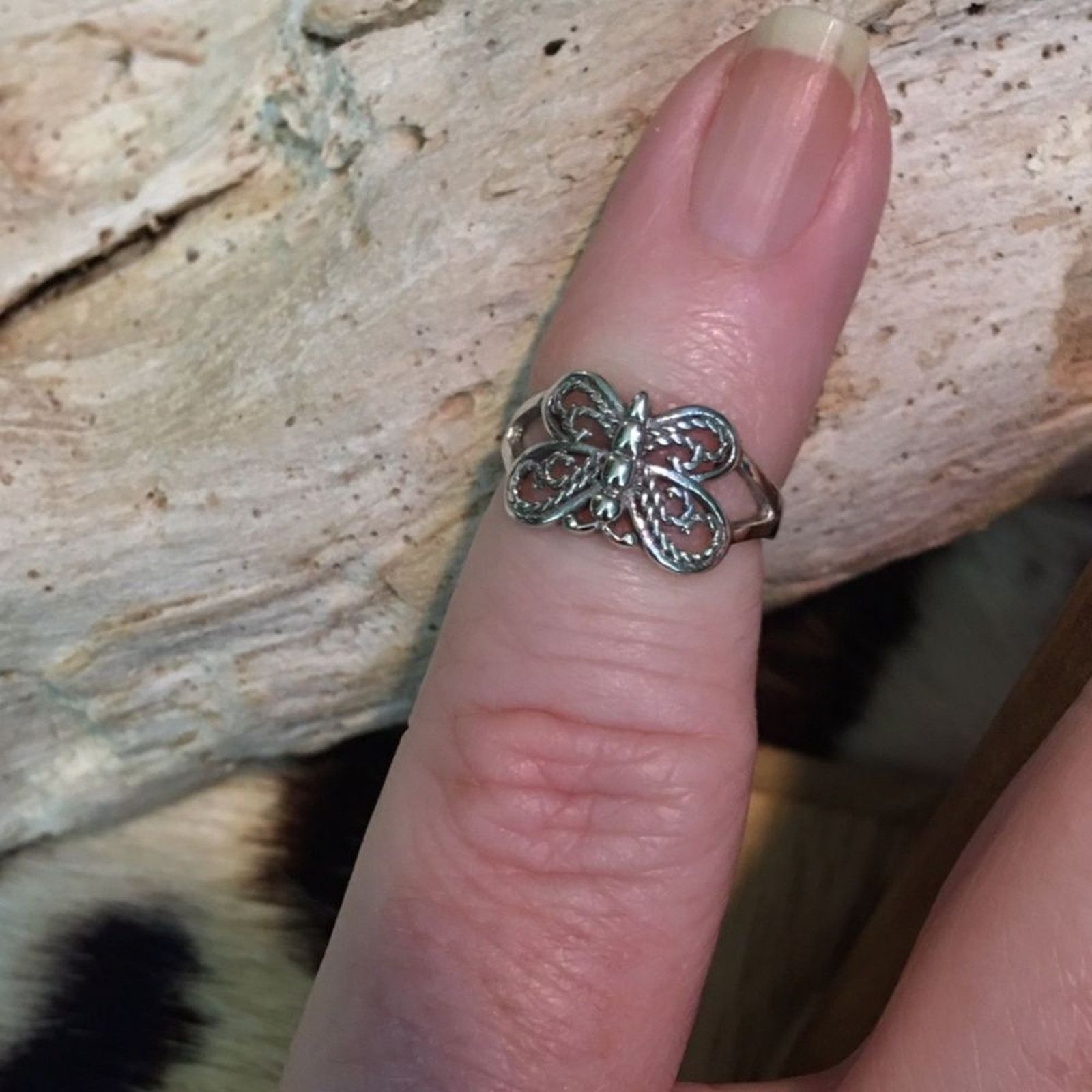 The Unbranded Brand Butterfly Sterling Silver Toe Ring Midi Ring Size ONE SIZE - 3 Thumbnail