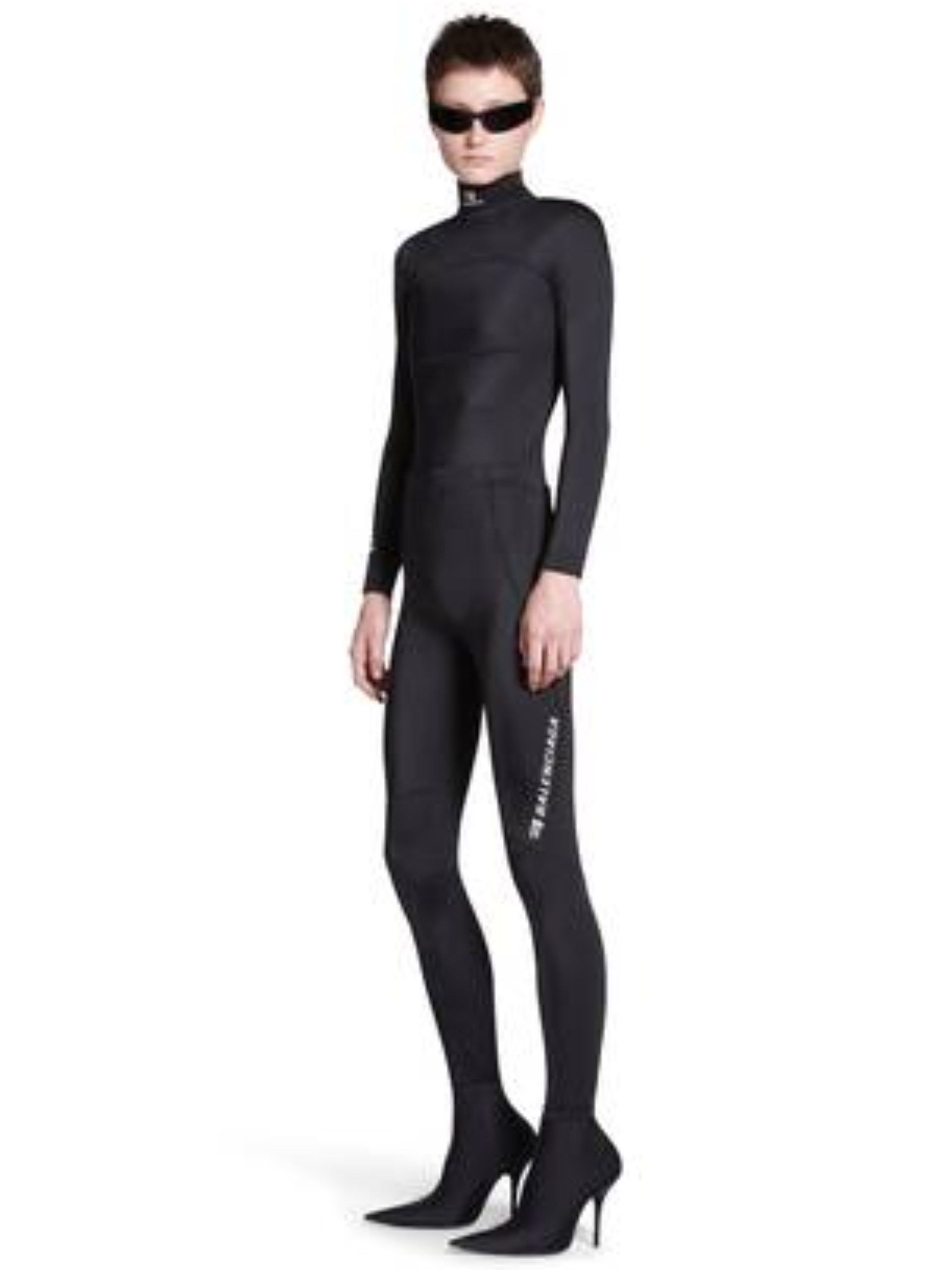 Balenciaga o1bcso1str1124 Sporty B Activewear Leggings in Black Size 26" / US 2 / IT 38 - 2 Thumbnail