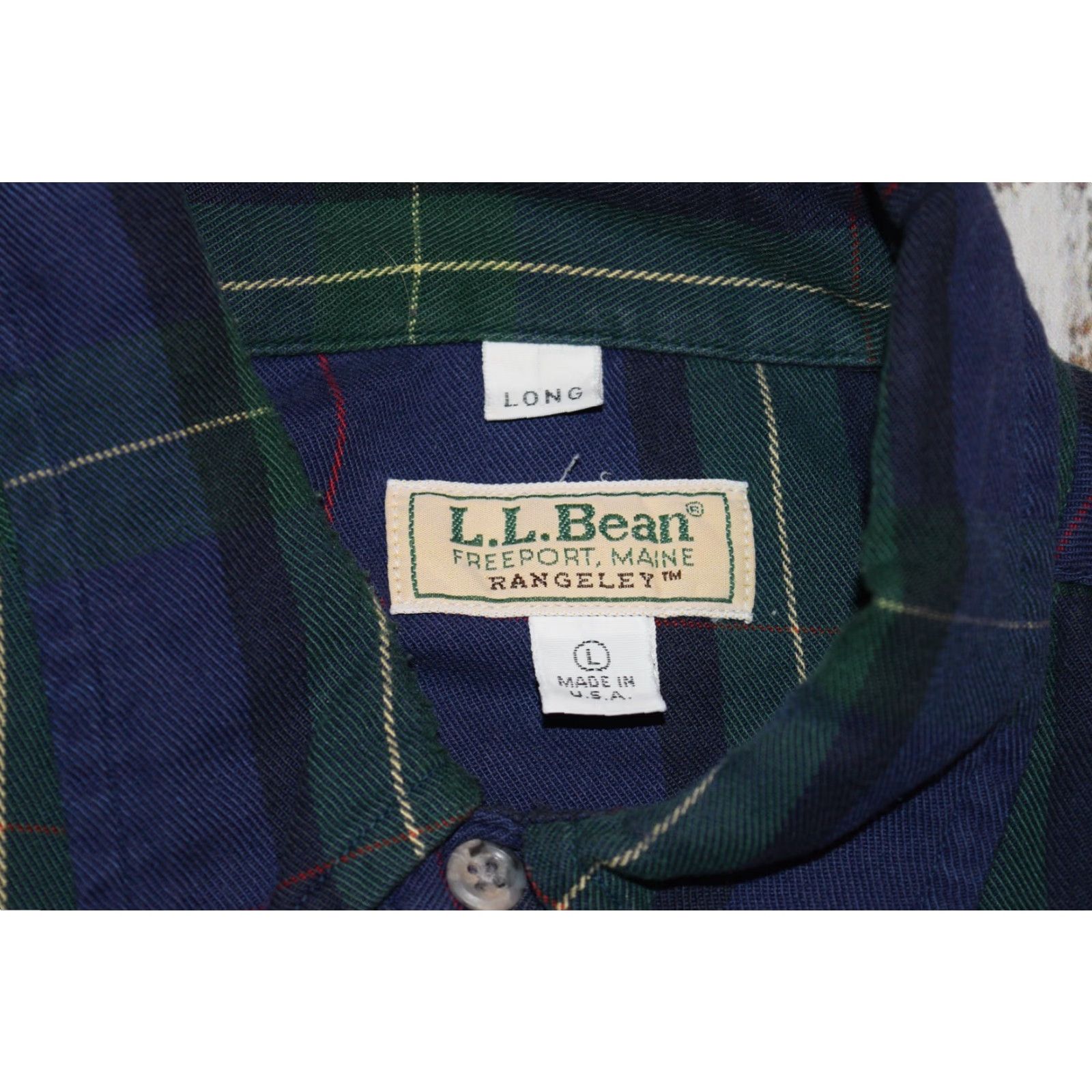 Vintage VINTAGE L.L. Bean INDIGO Plaid SHIRT Mens Large Long Sleeve Button-Down Flannel Cotton Blend Rangeley USA Size US L / EU 52-54 / 3 - 5 Thumbnail