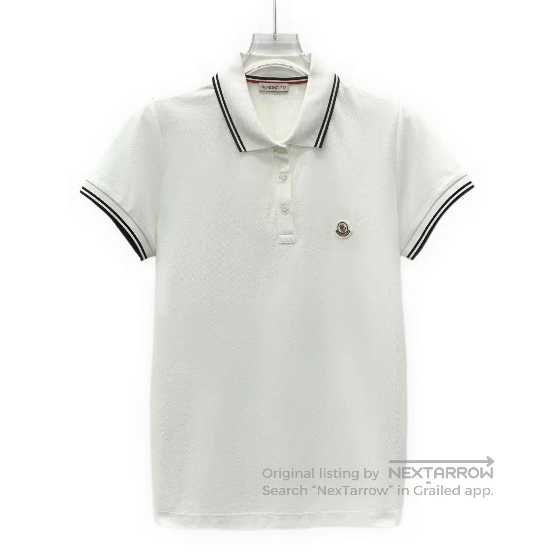 Moncler Moncler White striped logo patch cotton collar single-brea Size US M / EU 48-50 / 2 - 1 Thumbnail