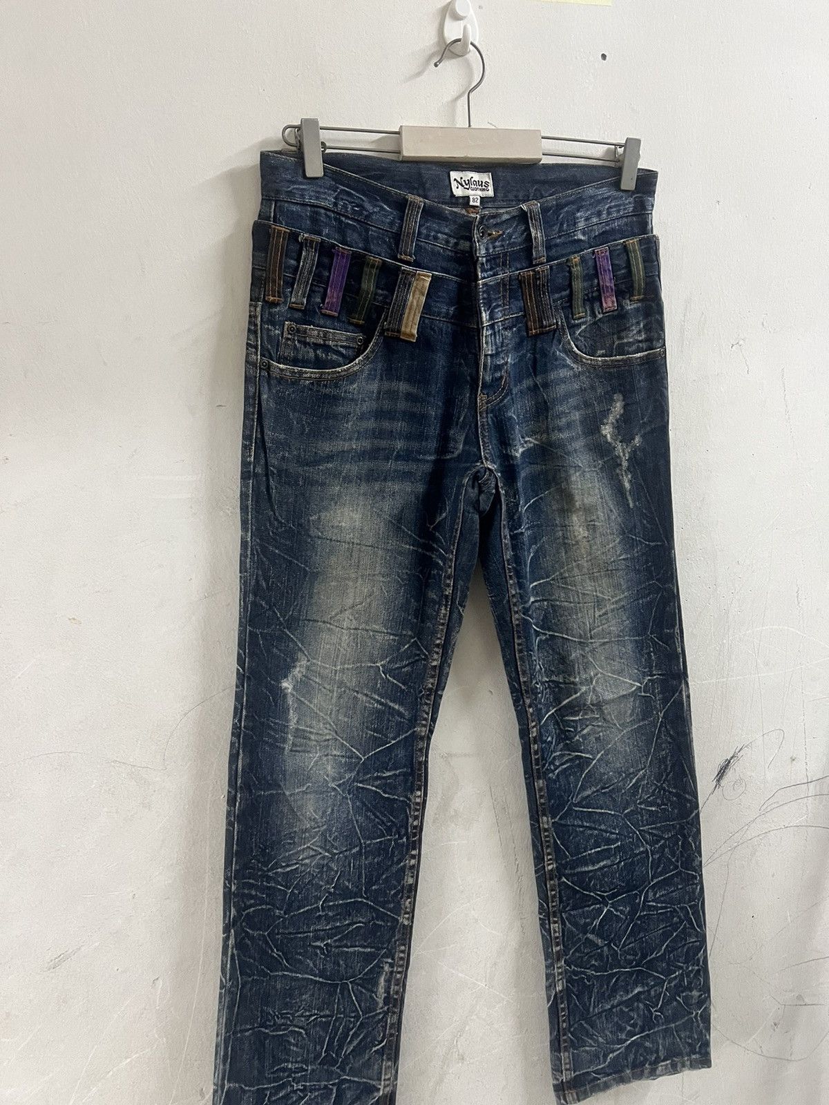 Adidas × Japanese Brand SICK‼️NYLAUS DISTRESSED DENIM PANT Size US 31 - 10 Thumbnail