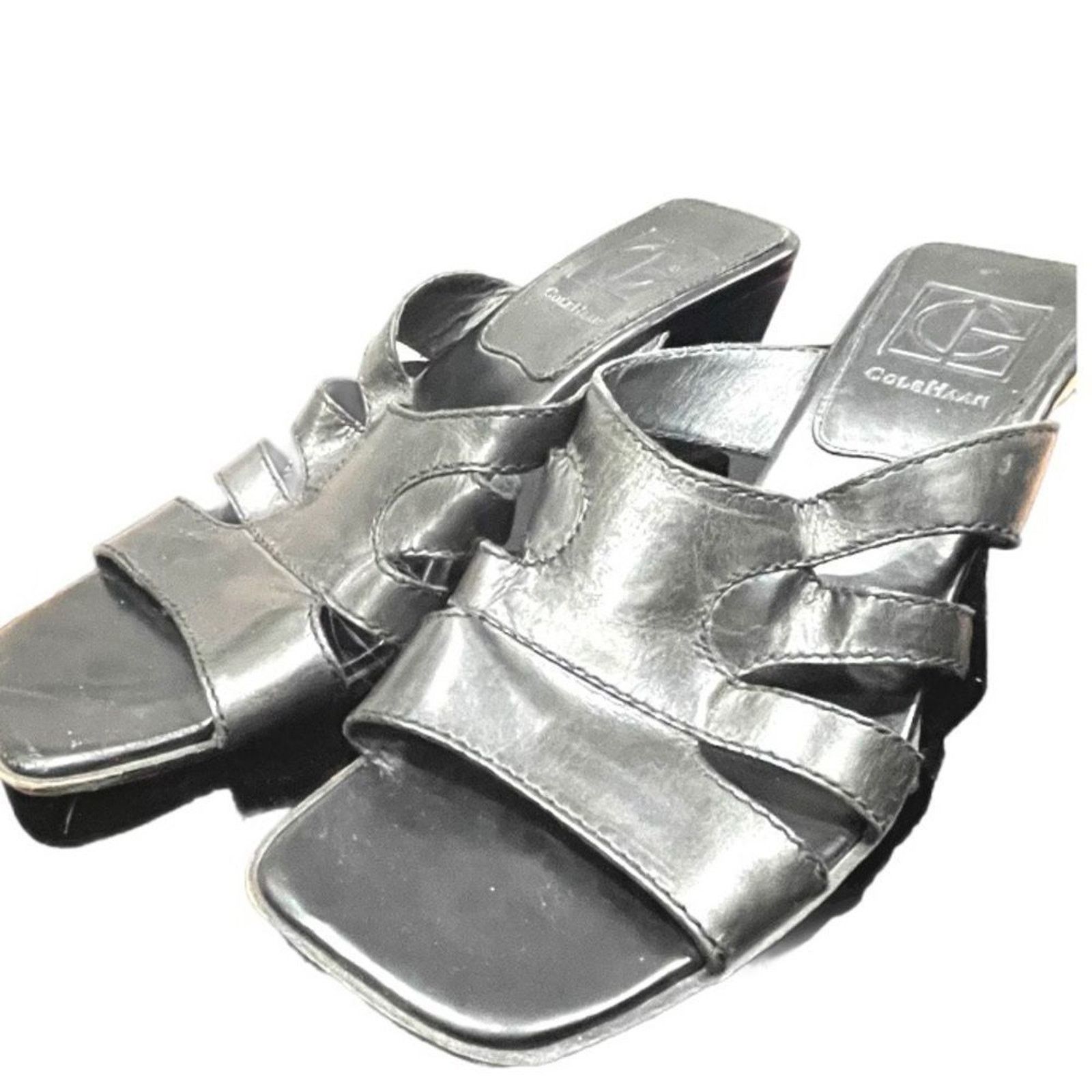Cole Haan COLE HAAN Women's Black Leather Slip-On Sandals Sz 6.5B Size US 6.5 / IT 36.5 - 1 Thumbnail