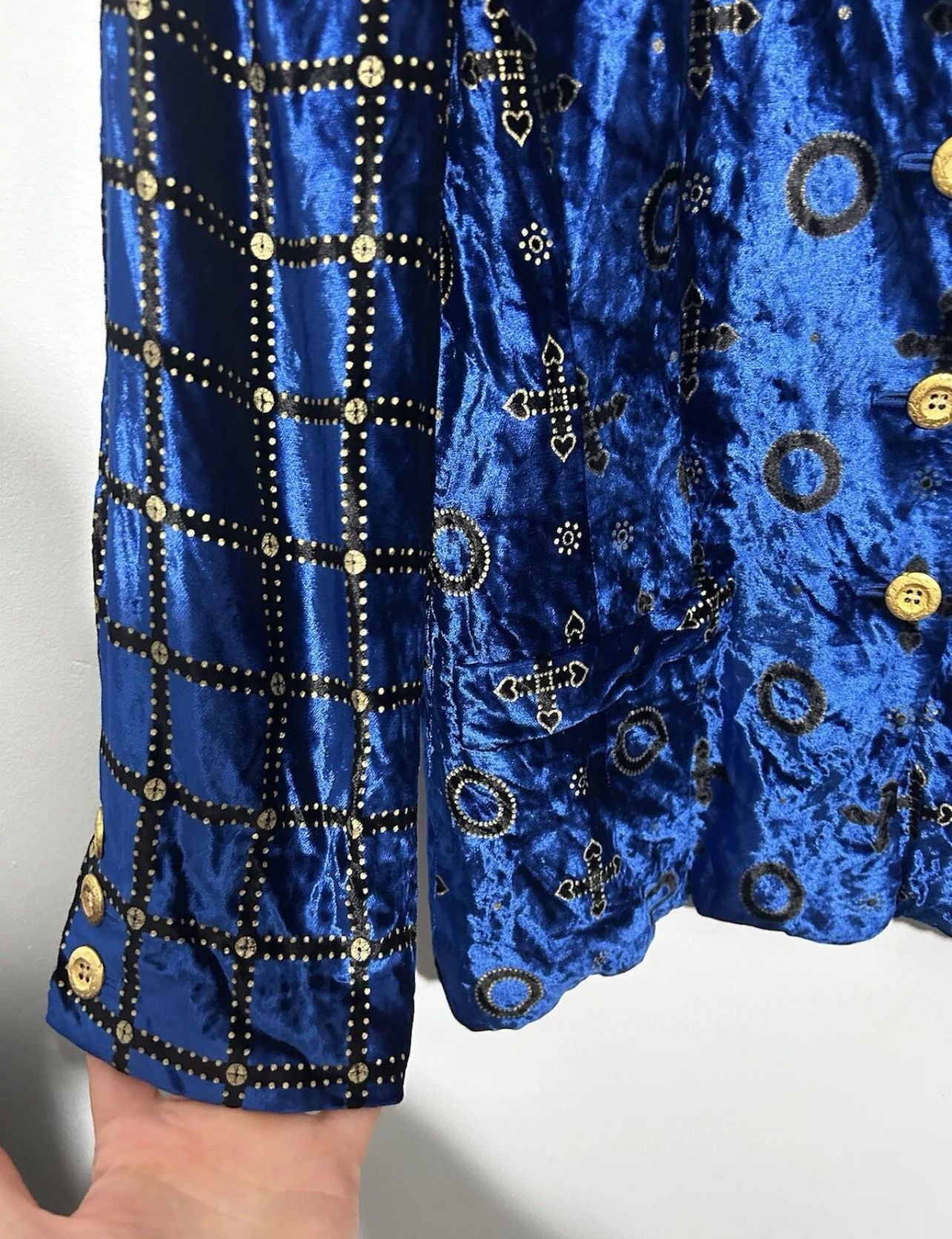 Escada Escada Margaretha Ley Cross Jacket, Blue And Gold. Size 38 Size XS / US 0-2 / IT 36-38 - 3 Thumbnail
