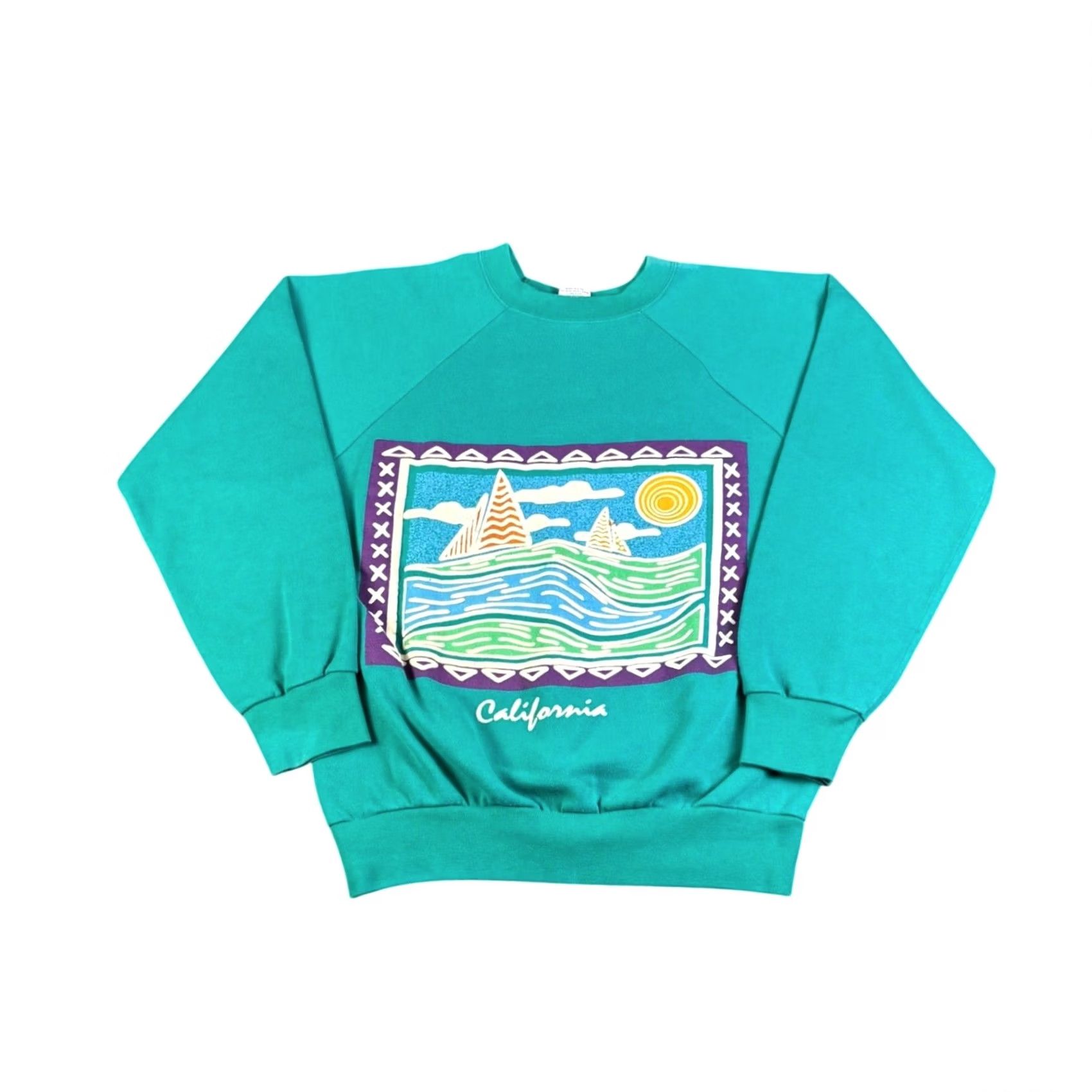Vintage VINTAGE Signal Mega-Fleece California Graphic Sweatshirt Teal Green Large Size US L / EU 52-54 / 3 - 2 Thumbnail