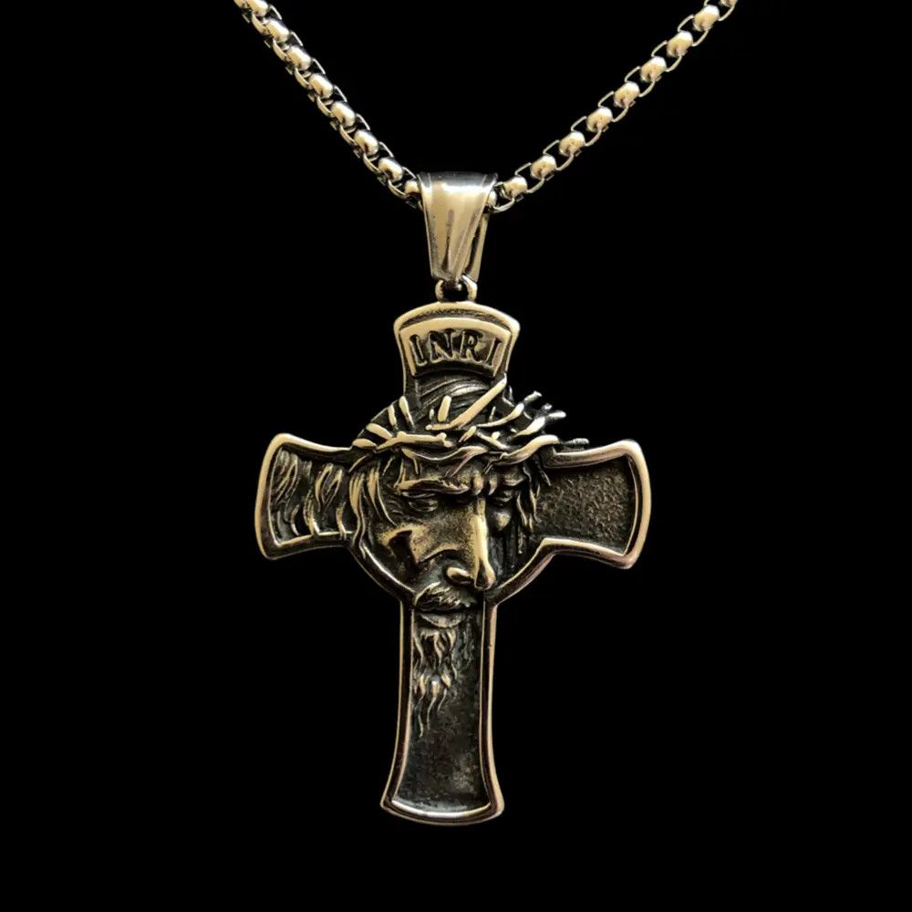 Jewelry Cross Pendant Necklace Jesus Chain Size ONE SIZE - 6 Thumbnail