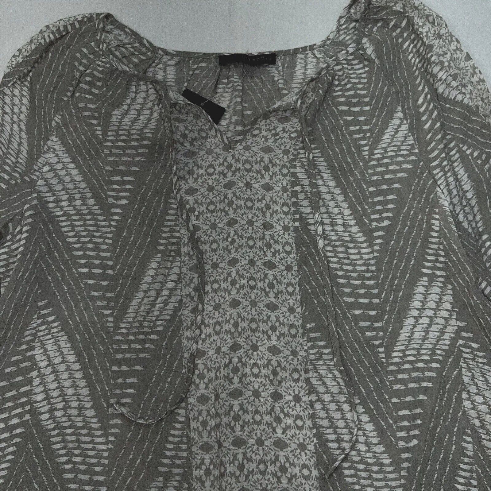 Other Fred David Gray 3/4 Sleeve Pullover Patterned Top Size M / US 6-8 / IT 42-44 - 2 Thumbnail