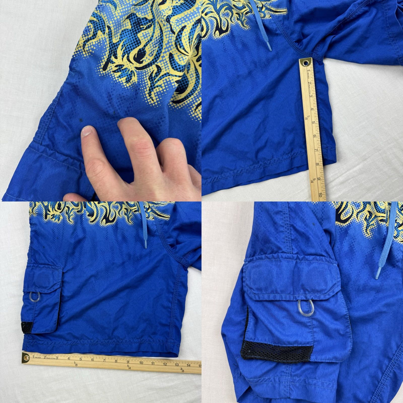 Vintage VINTAGE No Boundaries Swim Trunks Men M Blue Tribal Grunge Y2K Baggy Size US 31 - 8 Thumbnail