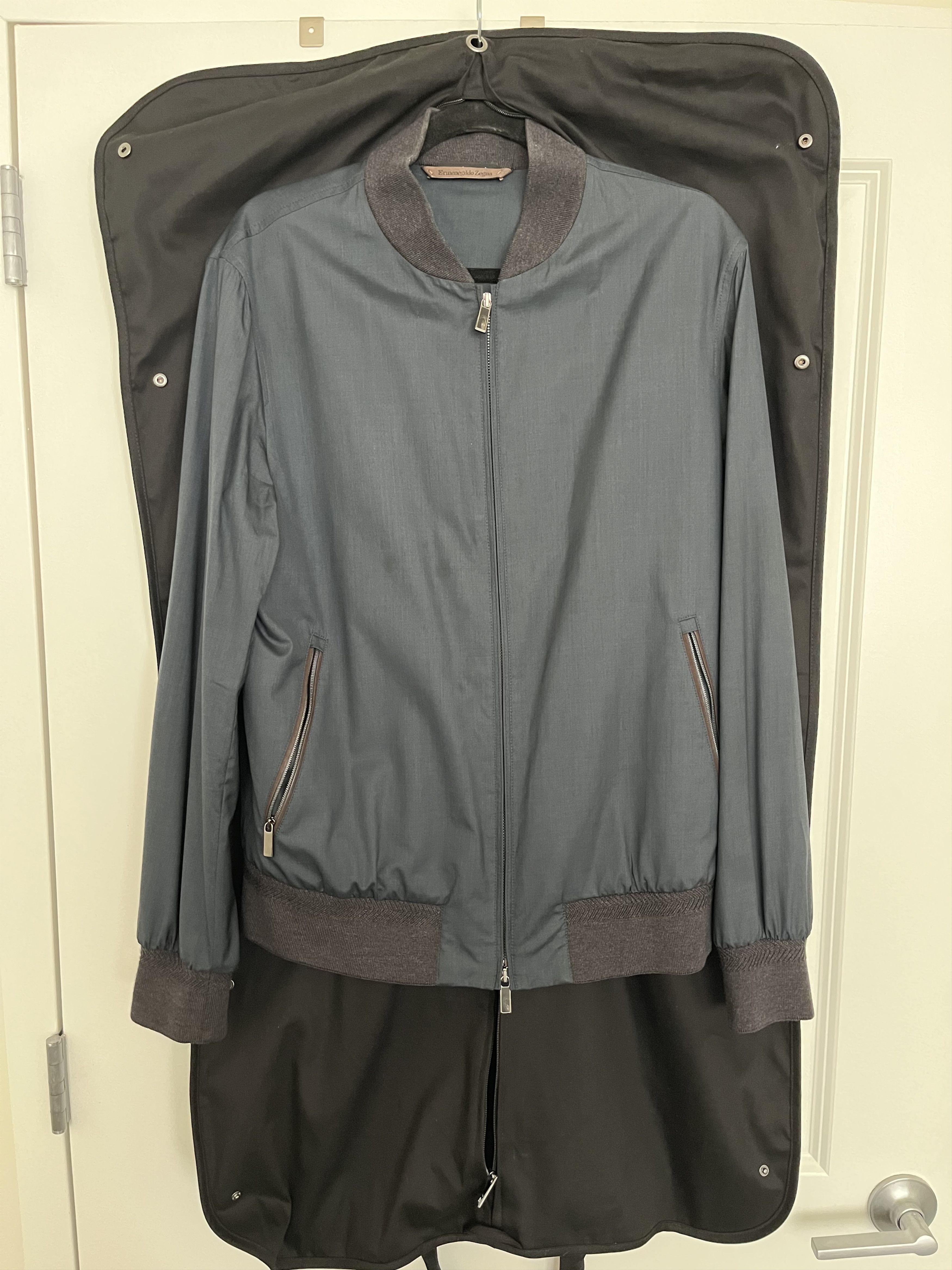 Ermenegildo Zegna Ermenegildo Zegna Luxe Navy Bomber Jacket - Size 48R Size US M / EU 48-50 / 2 - 1 Thumbnail