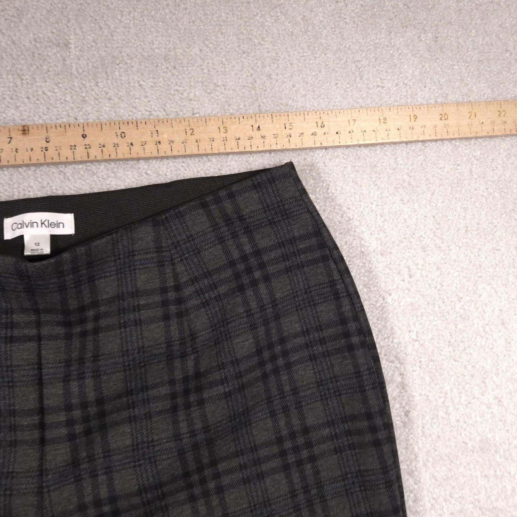 Calvin Klein Calvin Klein Dress Pants Womens 12 Gray Plaid Skinny Pull On Stretch Work Career Size 34" / US 12 / IT 48 - 5 Thumbnail