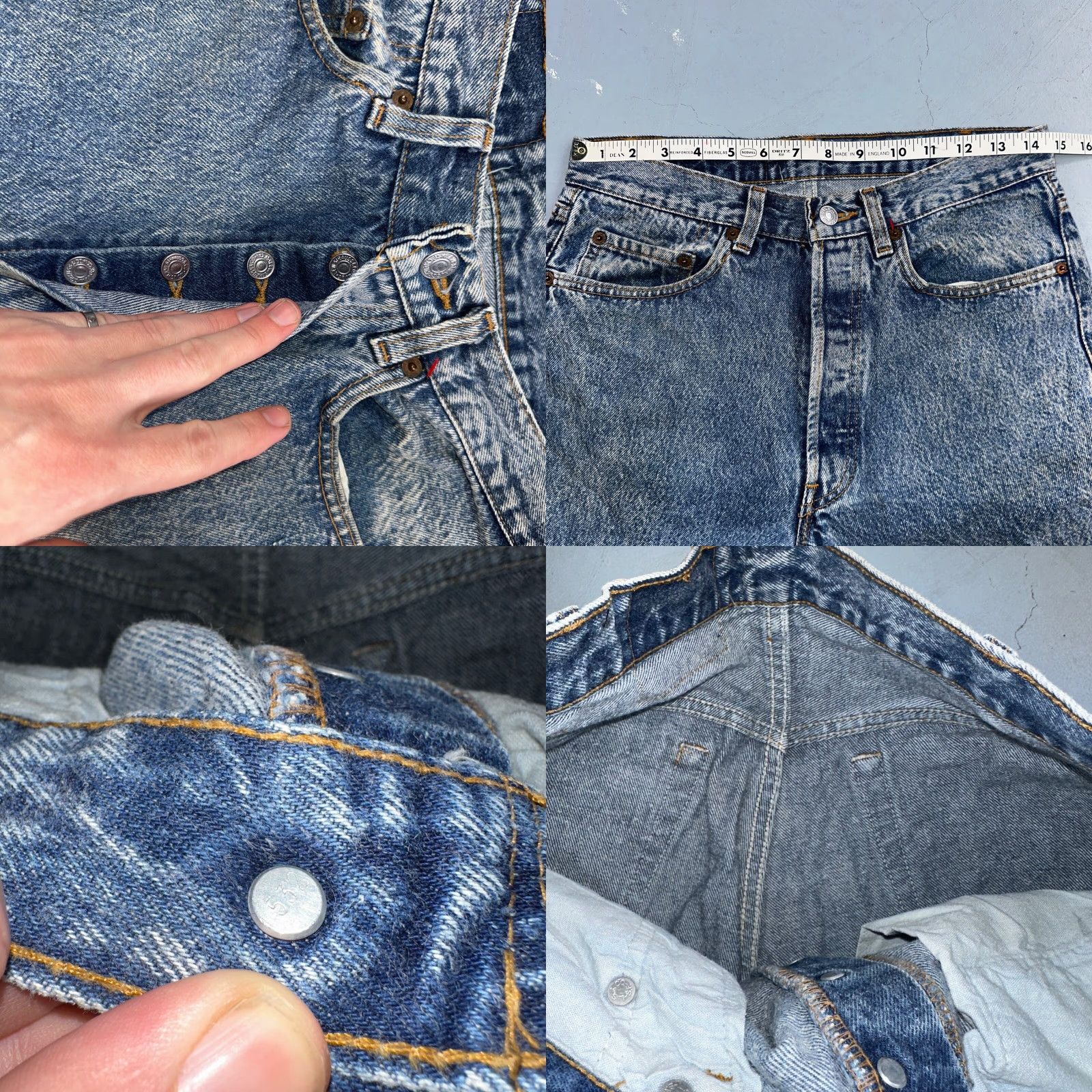Levi's VINTAGE Levi's 501 90s USA Straight Leg Jeans Blue Med Wash 31x34 29x32 Men Jeans Size US 31 - 8 Thumbnail