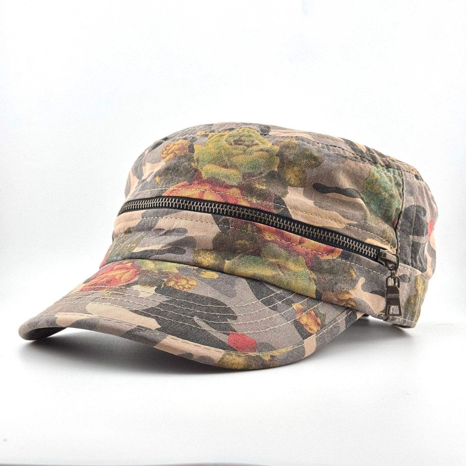 Japanese Brand Marie Claire Floral Camo Cap Y2K Front Pocket Military Hat Size ONE SIZE - 3 Thumbnail