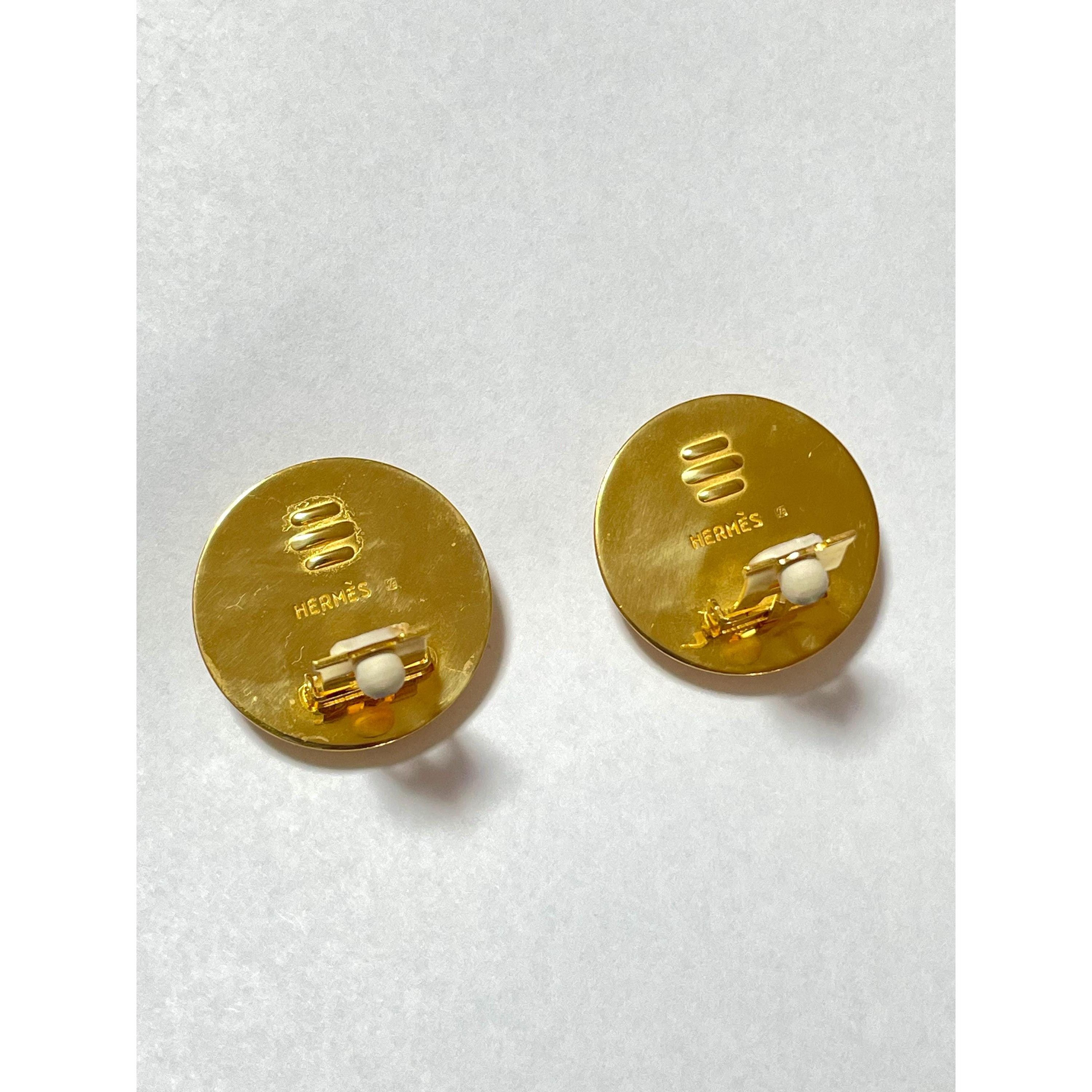 Hermes Vintage Hermes cloisonne enamel golden round earrings Size ONE SIZE - 5 Thumbnail