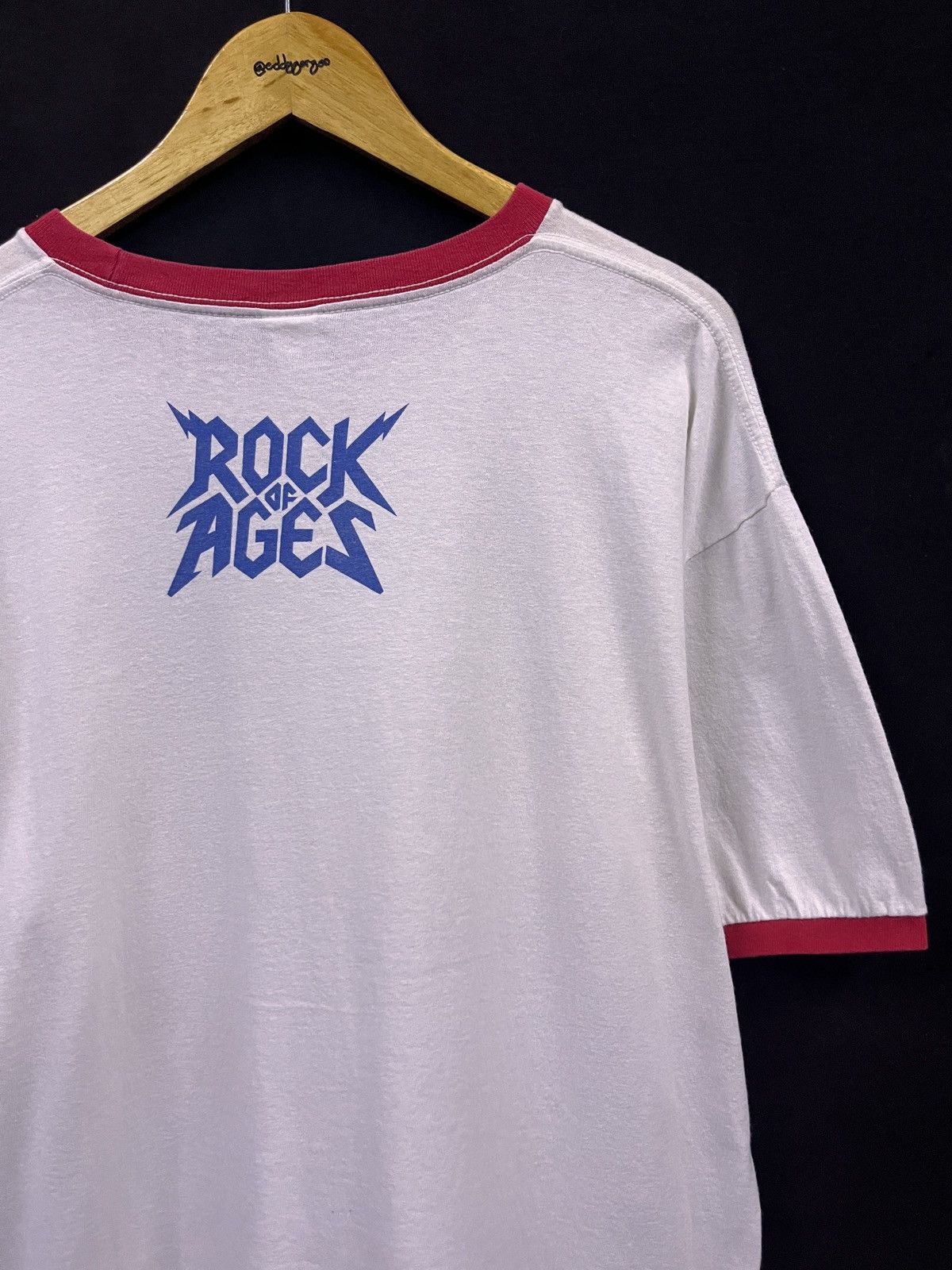 Band Tees VINTAGE ROCK OF AGES HOORAY FOR BOOBIES RINGER BAND TSHIRT Size US XL / EU 56 / 4 - 5 Thumbnail