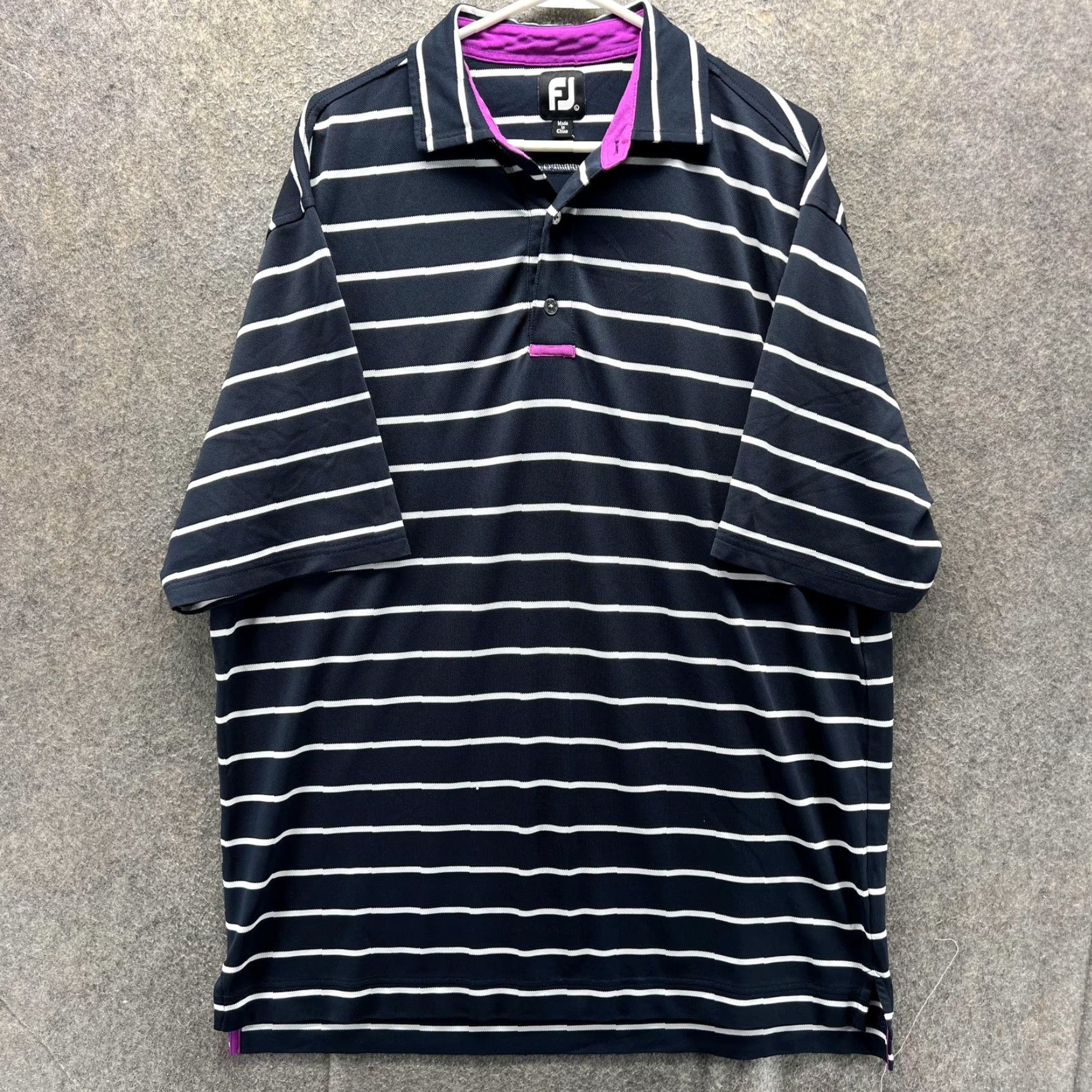 Footjoy FootJoy Polo Shirt Mens L Blue Stripe Golf Performance Short Sleeve Stretch Shirt Mens Standard Version Size US L / EU 52-54 / 3 - 2 Thumbnail
