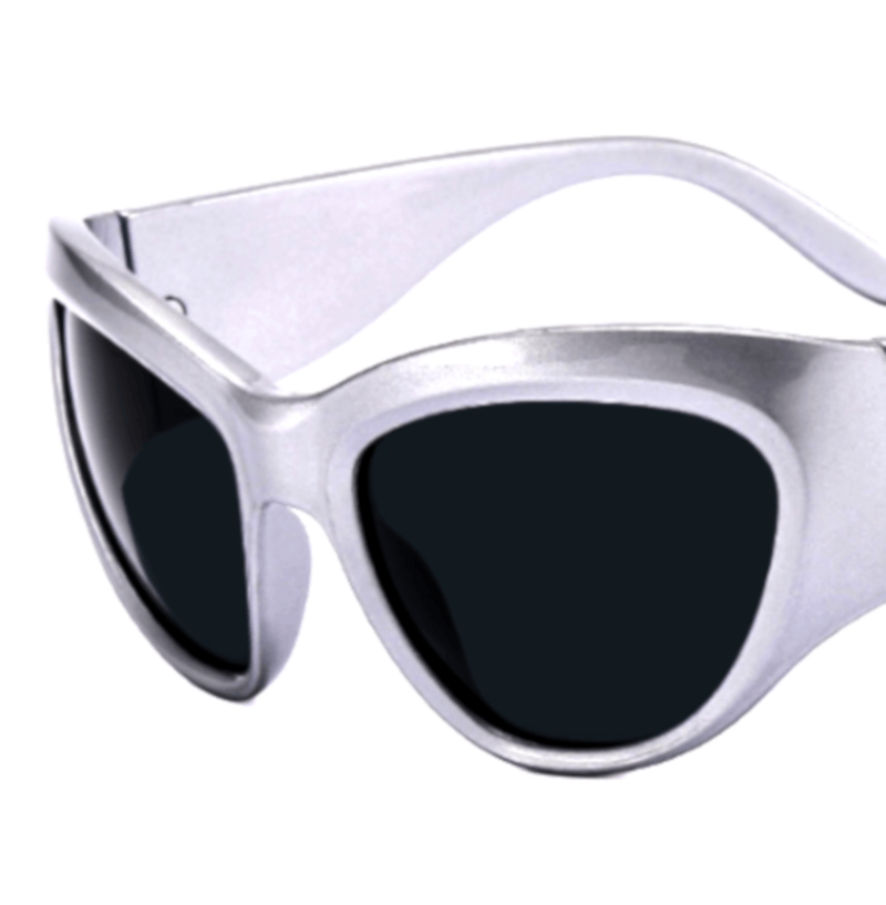 Vintage Punk Silver Black Cat Eye Aviation Sunglasses Cyber Rave Size ONE SIZE - 2 Thumbnail