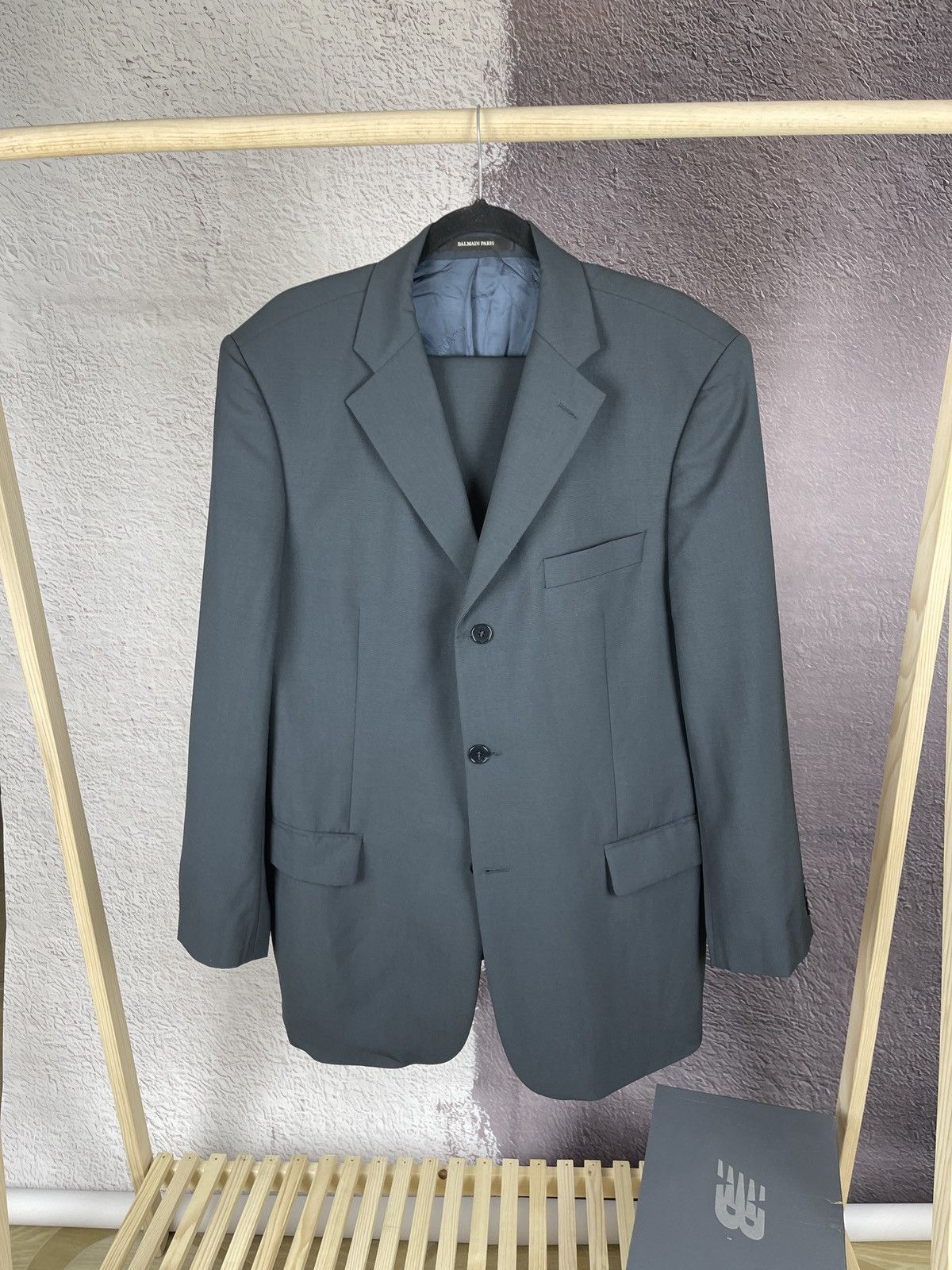 Balmain Balmain Paris Wool Suit Grey 3 Button Single Breasted 2 Pcs Size 42R - 2 Thumbnail