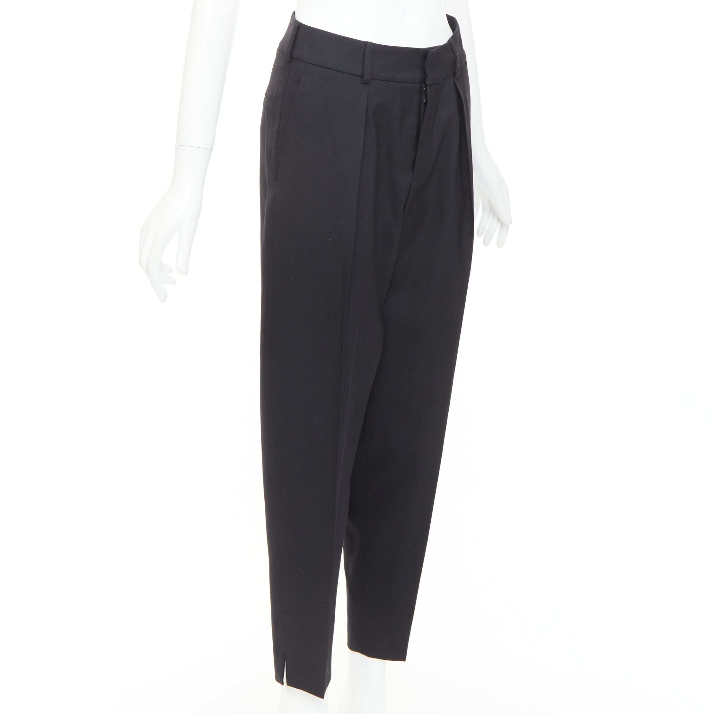 Saint Laurent Paris SAINT LAURENT 2017 black wool pleat front tapered silk lined trousers FR36 S Size 27" / US 4 / IT 40 - 1 Thumbnail