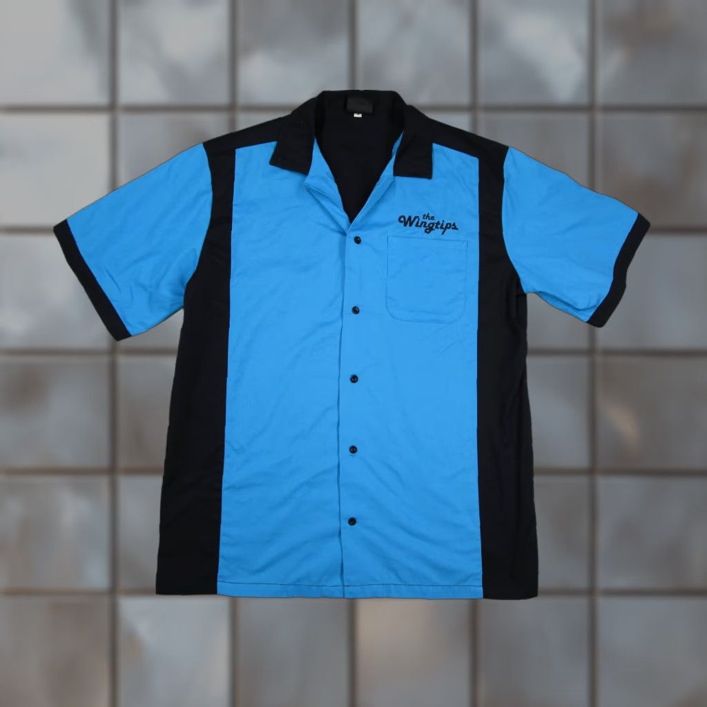 Vintage Hilton Shirt Mens Medium Blue Button Up Short Sleeve Bowling The Wingtips Retro Size US M / EU 48-50 / 2 - 1 Thumbnail