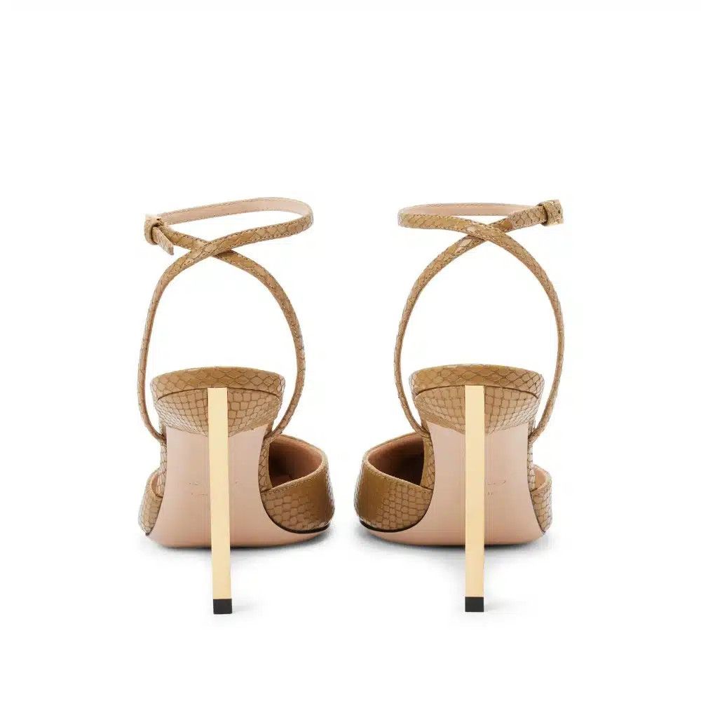 Tom Ford o1loc1c0925 W3514 Snake Effect Mid Heel Sandals in Brown Size US 9 / IT 39 - 3 Thumbnail