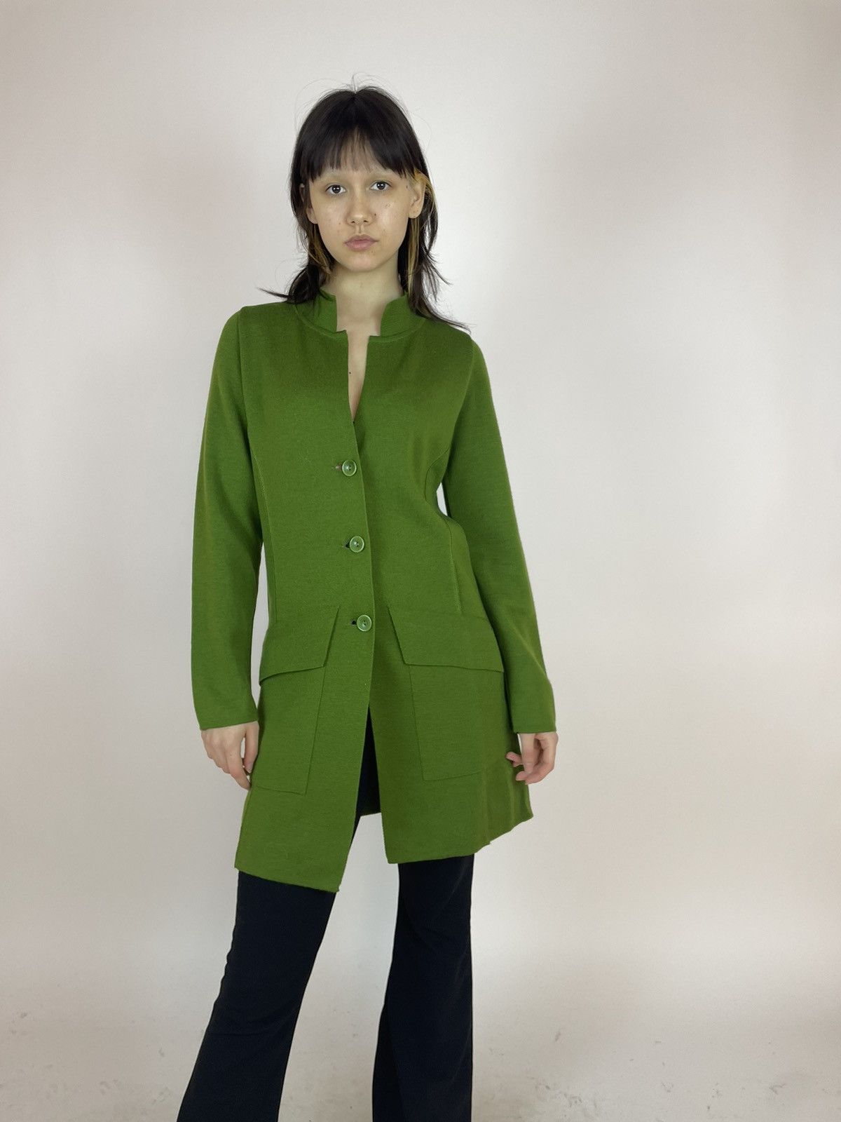Designer Georg Maier Green wool cardigan Reine Schurwolle wool Size S / US 4 / IT 40 - 6 Thumbnail