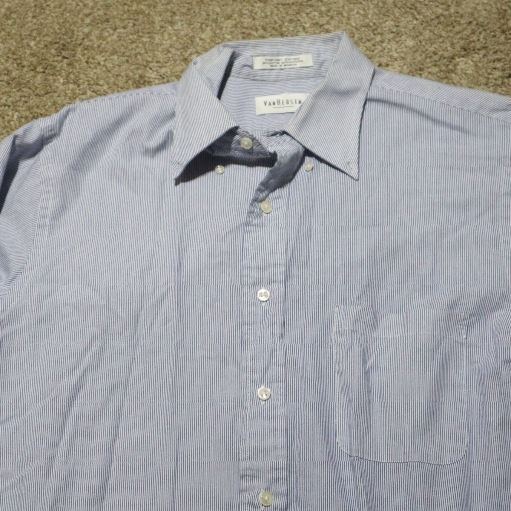 Van Heusen Van Heusen Dress Shirt Blue Striped Shirt Men 15.5 Regular Size 15.5 32/33 Dress Shirt Men Blue Striped Van Heusen Regular 15.5 Mens Shirt Size 42R - 2 Thumbnail