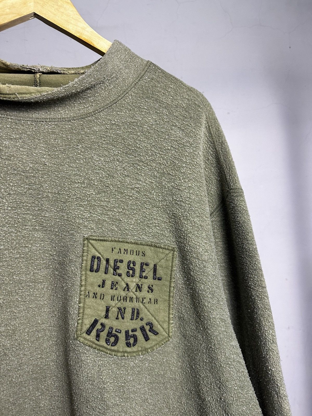 Diesel × Le Grande Bleu (L.G.B.) Ripped Diesel Army Longsleeve Sweatshirt Size US L / EU 52-54 / 3 - 4 Thumbnail