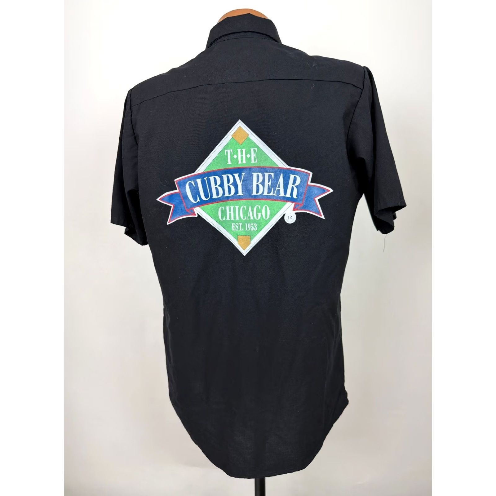 Red Kap VINTAGE Cubby Bear Chicago Shirt Red Kap Men M Black Cotton Polyester Button-Up Short Sleeve Geo: Outdoor Sports Pockets 90s Mens Size US M / EU 48-50 / 2 - 7 Thumbnail
