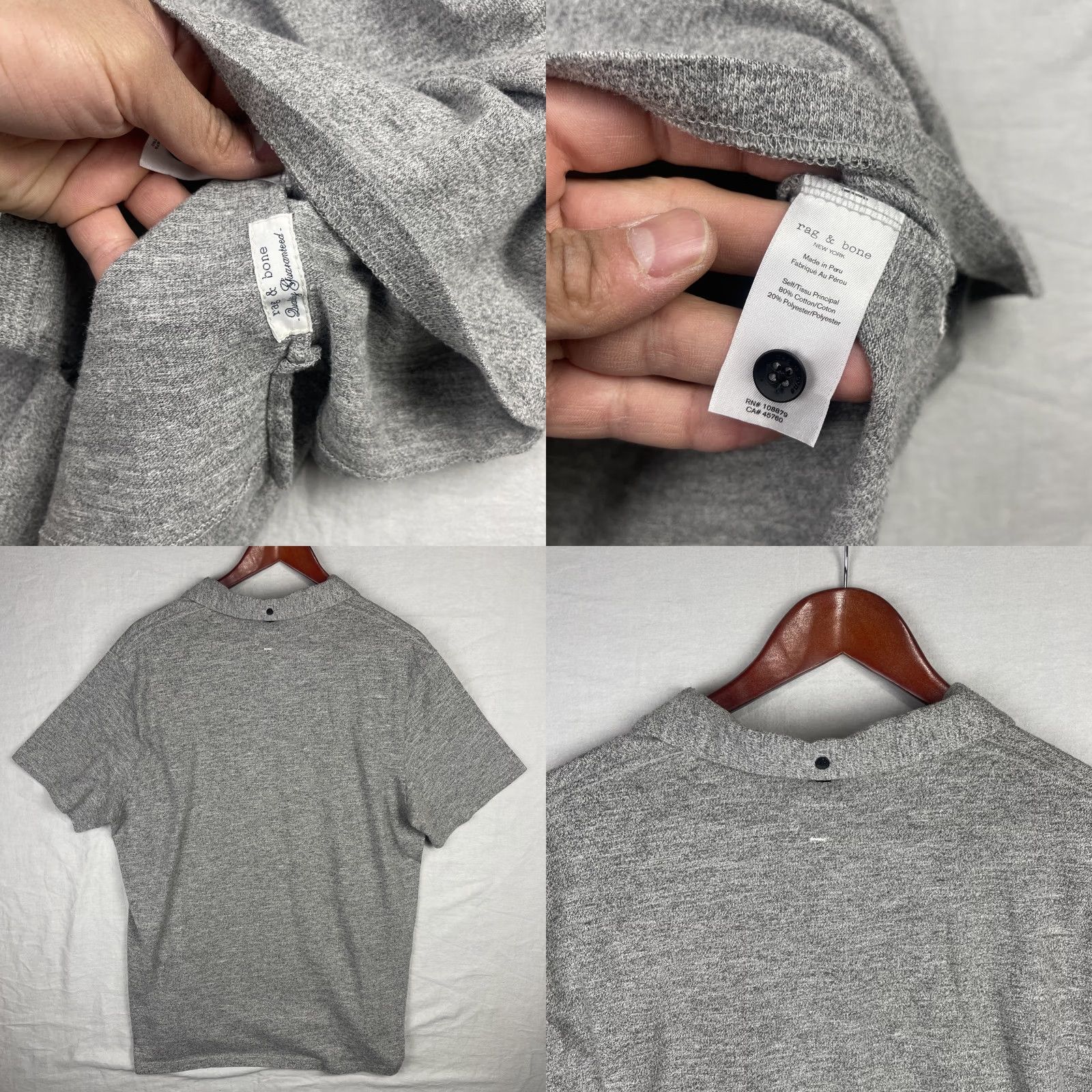 Rag & Bone Rag & Bone Polo Shirt Mens XL Gray Short Sleeve Collared Button Heather Polo Shirt Mens XL Gray Heather Size US XL / EU 56 / 4 - 8 Thumbnail
