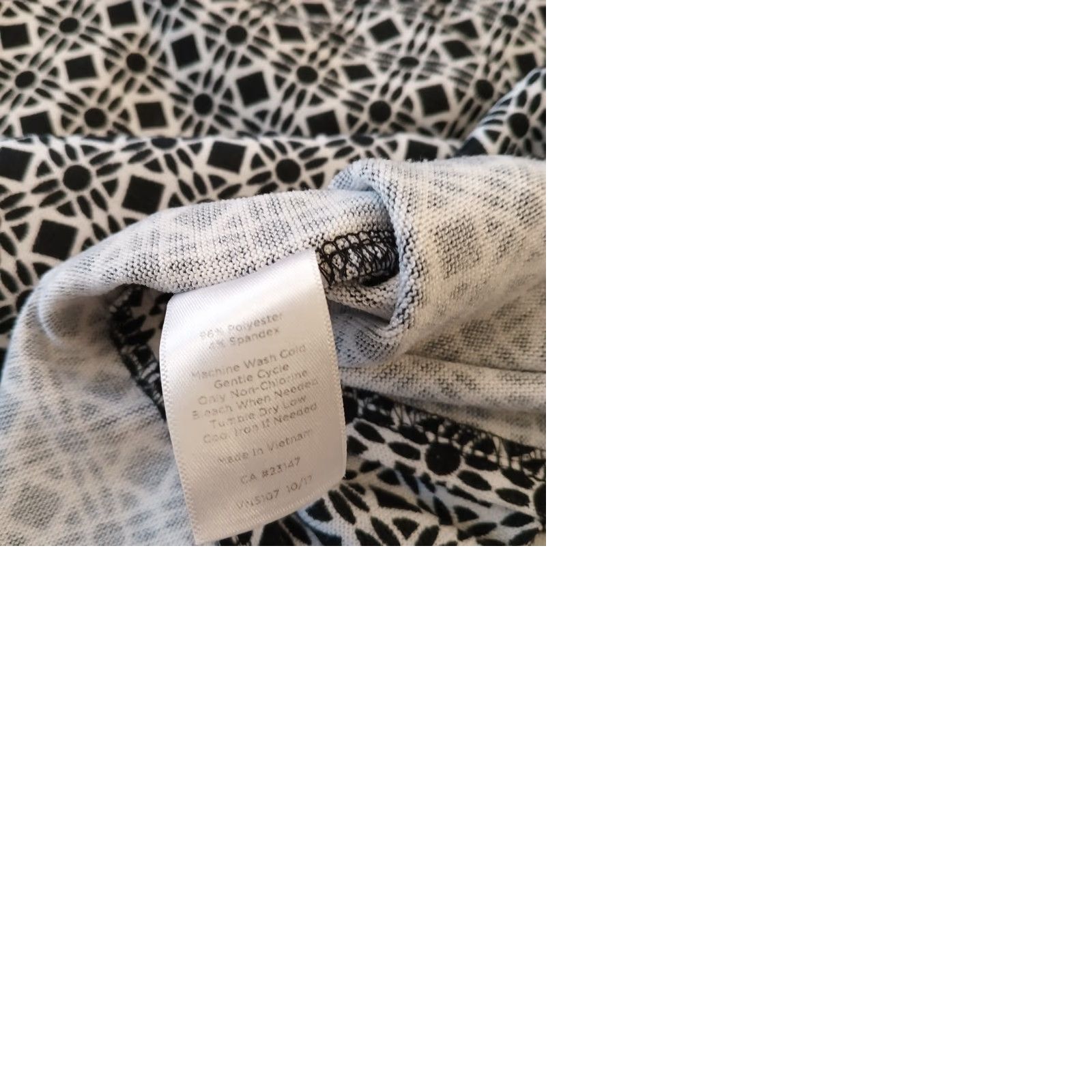 Talbots T by Talbots Dress Short Sleeve Black Geometric Maxi Petite Small PS Round Neck Pullover Knit Polyester Spandex Pockets Side Slit Stretch Vintage No Size 28" / US 6 / IT 42 - 9 Thumbnail