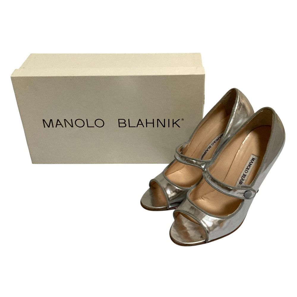 Manolo Blahnik Manolo Blahnik Mary Jane Open Toe Pumps Leather Shoes DUTY FREE for USA