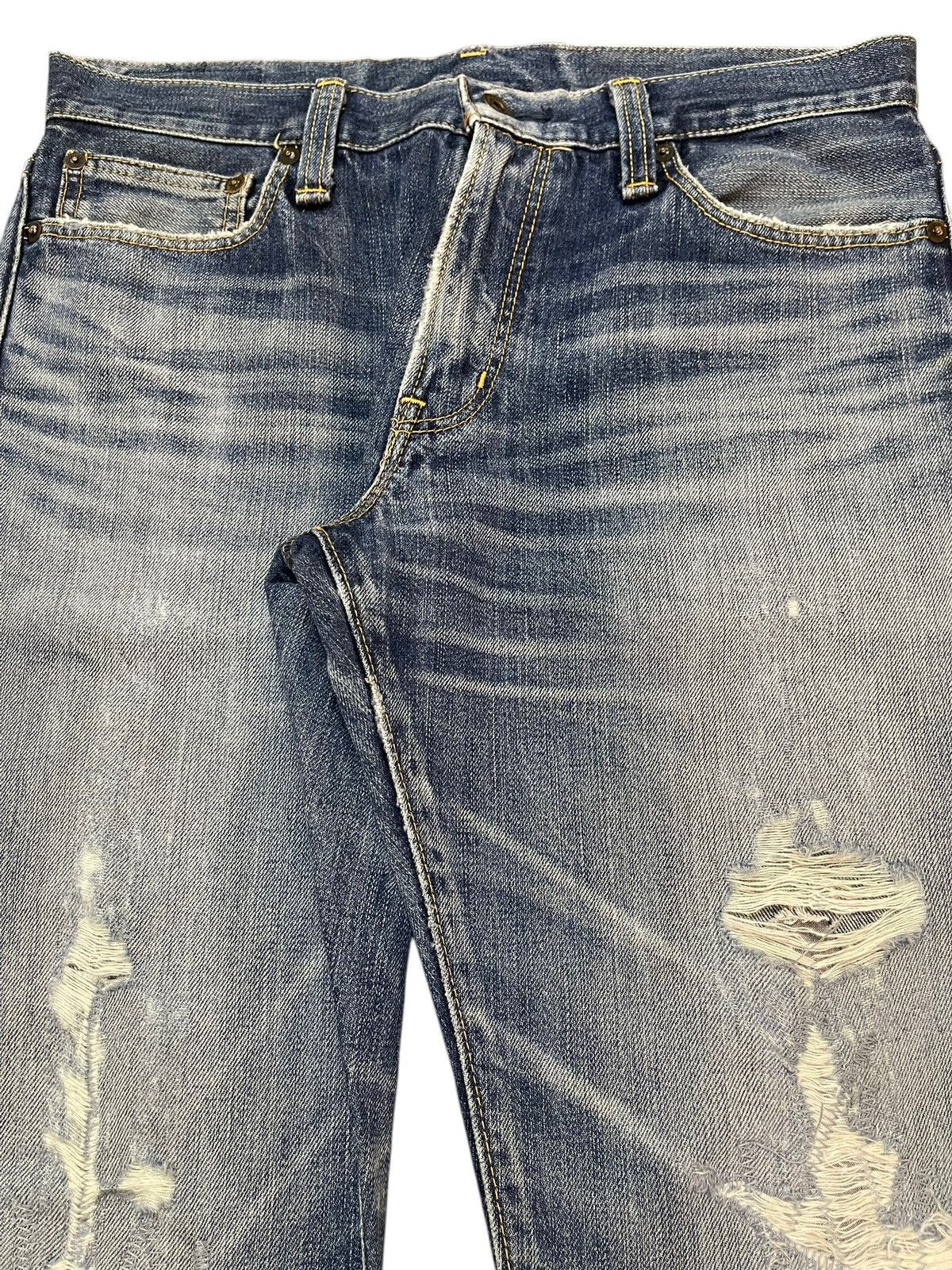 14th Addiction Vintage Japanese Brand Faded Wash Distressed Style Jeans Size US 31 - 4 Thumbnail