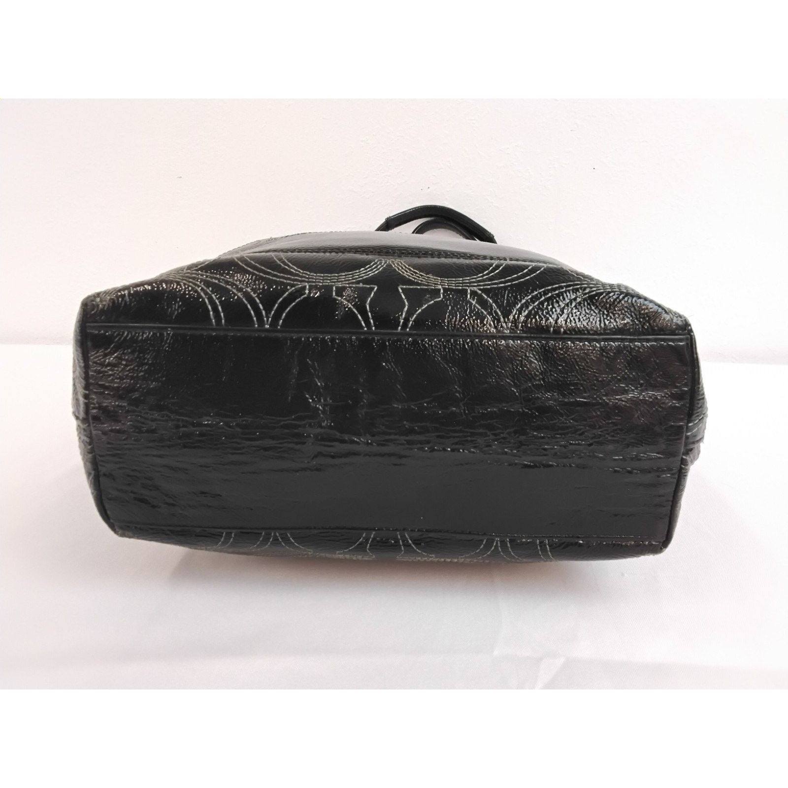 Coach Coach Signature Stitch Tote Bag Black Patent Leather Size ONE SIZE - 8 Thumbnail