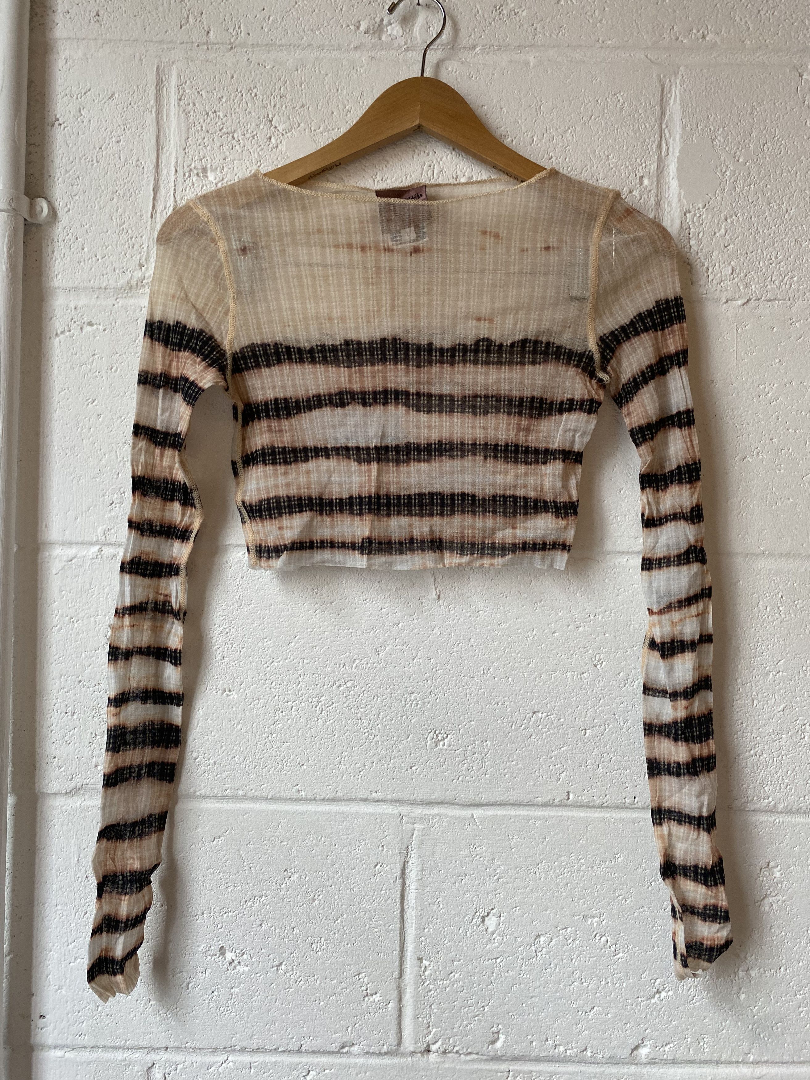 Jean Paul Gaultier × KNWLS JPG x KNWLS Mesh Striped Long Sleeve Cropped Top Size L / US 10 / IT 46 - 6 Thumbnail