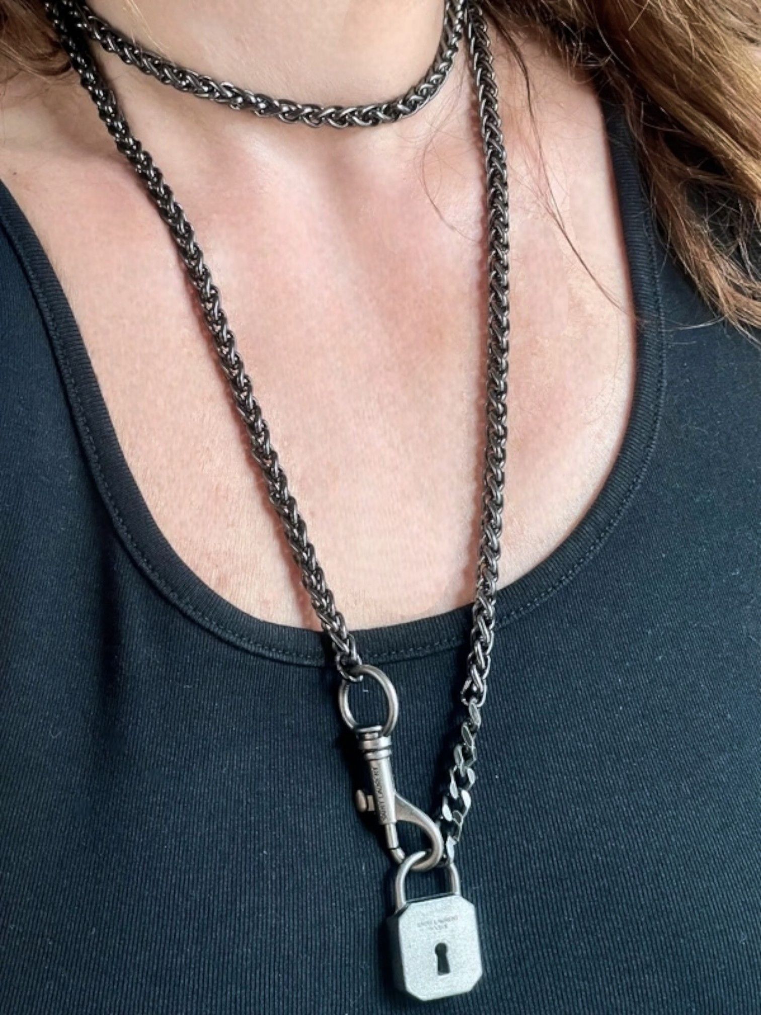 Saint Laurent Paris Saint Laurent Triple Chain Lock Necklace, Hedi Slimane Era Size ONE SIZE - 7 Thumbnail