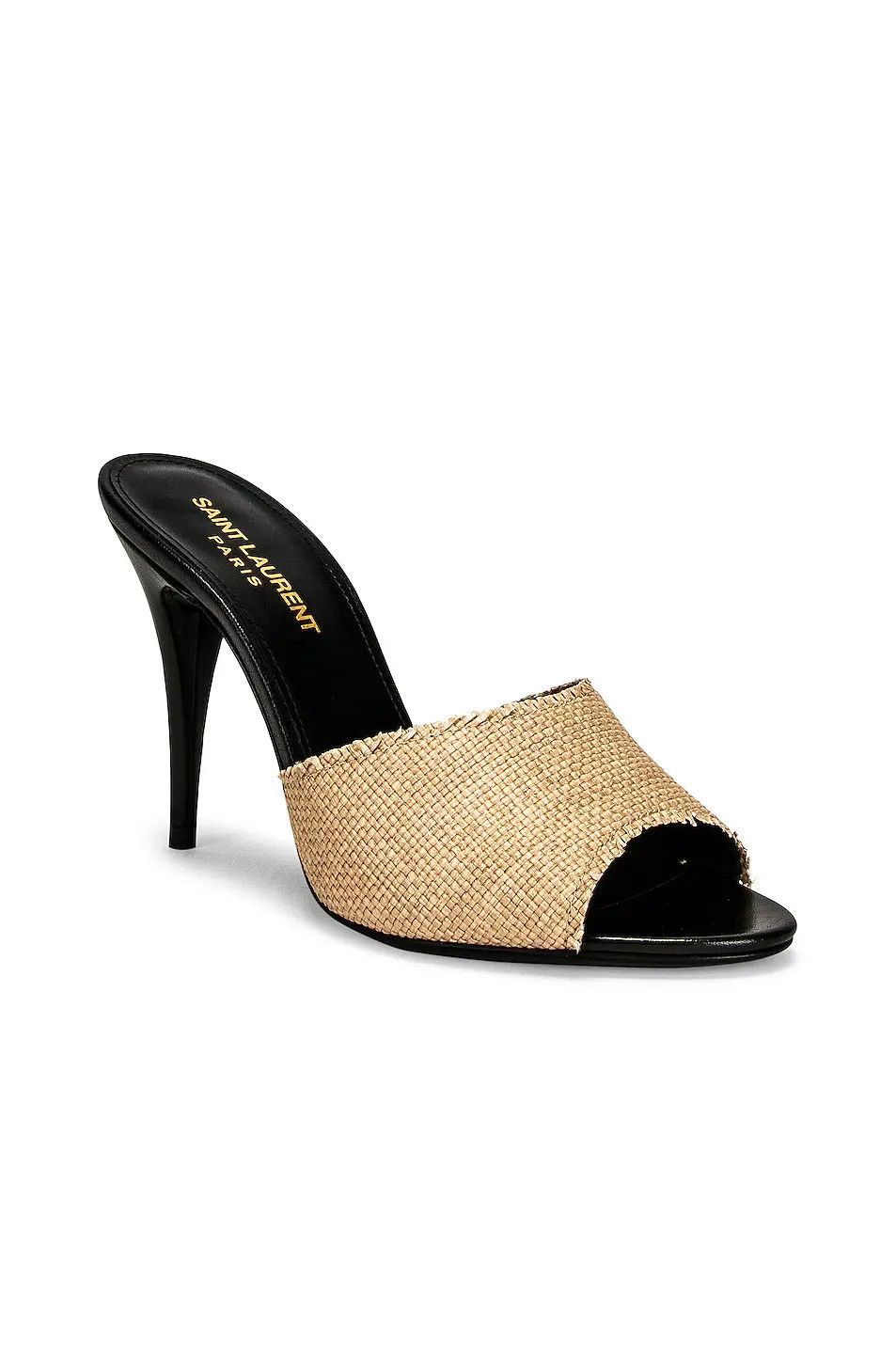 Saint Laurent Paris o1b1hav110724 LA 16 Mules in Raffia in Camel & Black Size US 9.5 / IT 39.5 - 2 Thumbnail