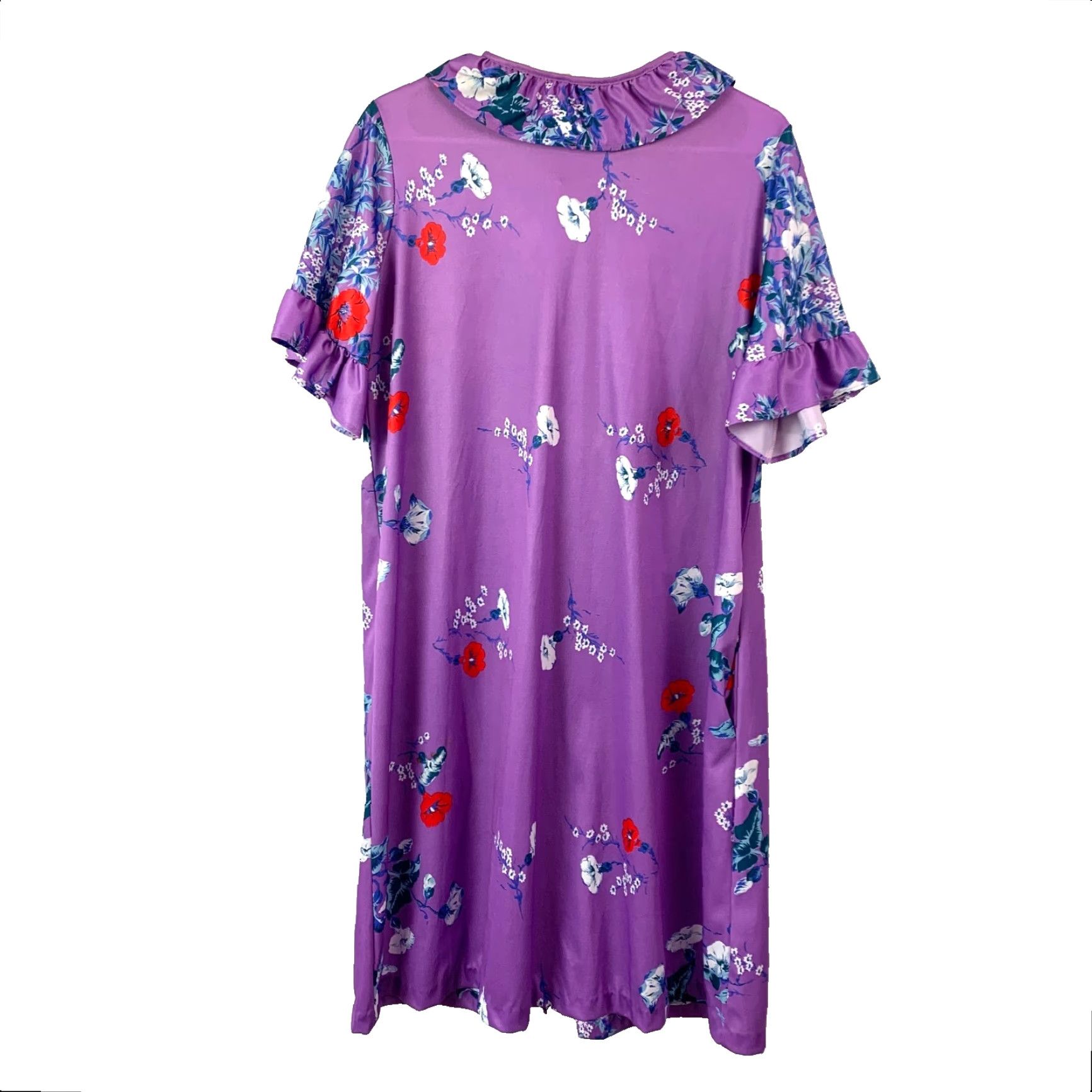 Vintage **Vintage Purple 1980s Flared Caftan House Dress Medium** User: Vintage Purple 1980s Floral Caftan House Dress Medium Size M / US 6-8 / IT 42-44 - 7 Thumbnail