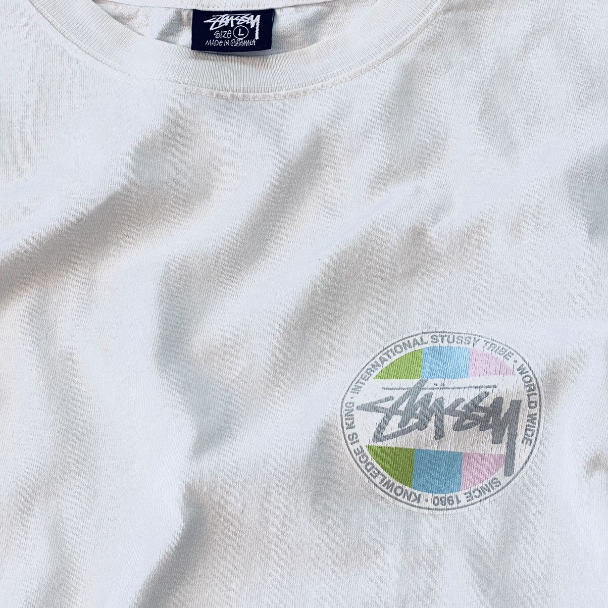 Stussy 🎱 CLASSIC DOT PIGMENT DYED T-SHIRT - Y2K GRAPHIC + STICKER Size US L / EU 52-54 / 3 - 7 Thumbnail