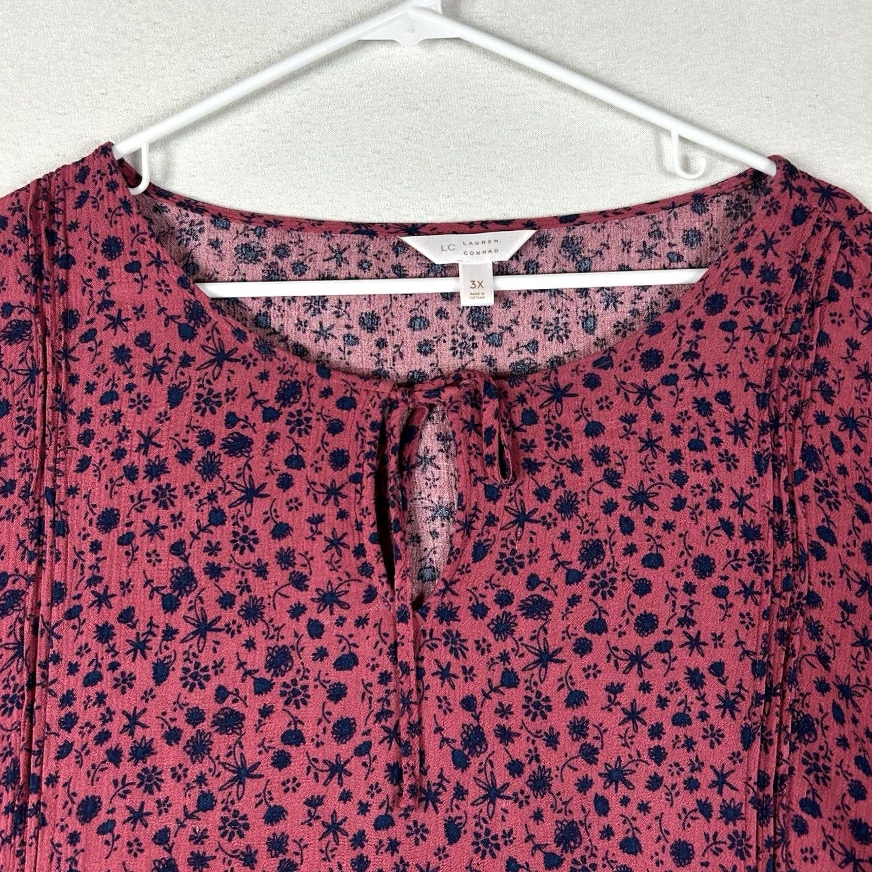 Vintage LC Lauren Conrad Blouse Floral Print Womens 3X Plus Short Sleeve Work Casual Top Size XXL / US 16-18 / IT 52-54 - 2 Thumbnail