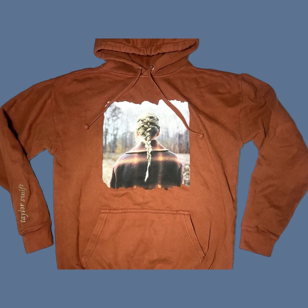 Vintage Taylor Swift Hoodie Pullover Women S Orange Logo Sweatshirt Big Burnt Orange Braided Evermore 90s? Size S / US 4 / IT 40 - 1 Thumbnail